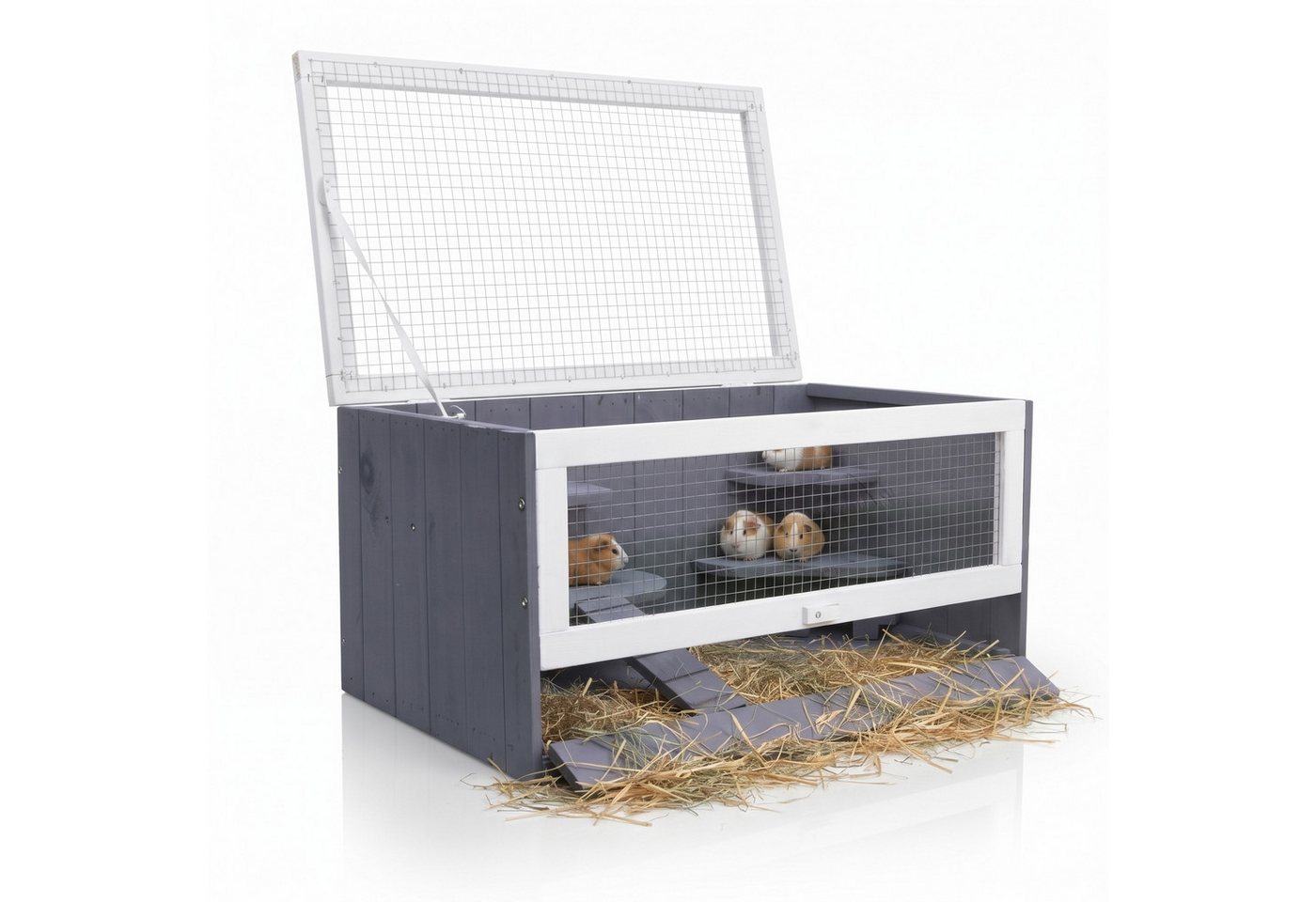 Mucola Kleintierkäfig Kleintierstall Hamsterkäfig Gehege Mäusekäfig Rattenkäfig, inkl. Haus, Trinkflaschenhalterung und Rampe