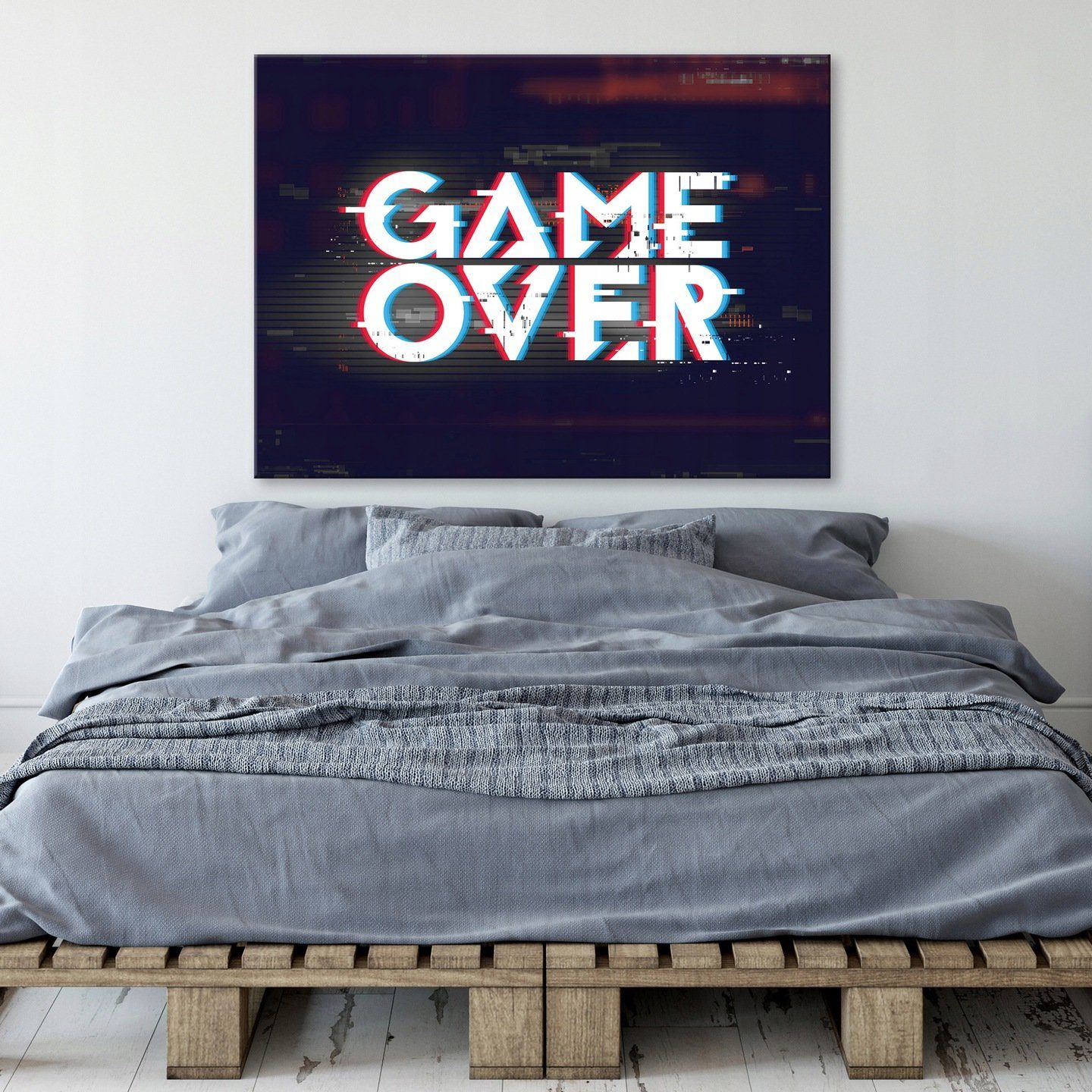 Wallarena Leinwandbild Kinderzimmer Jungen Game Over günstig online kaufen