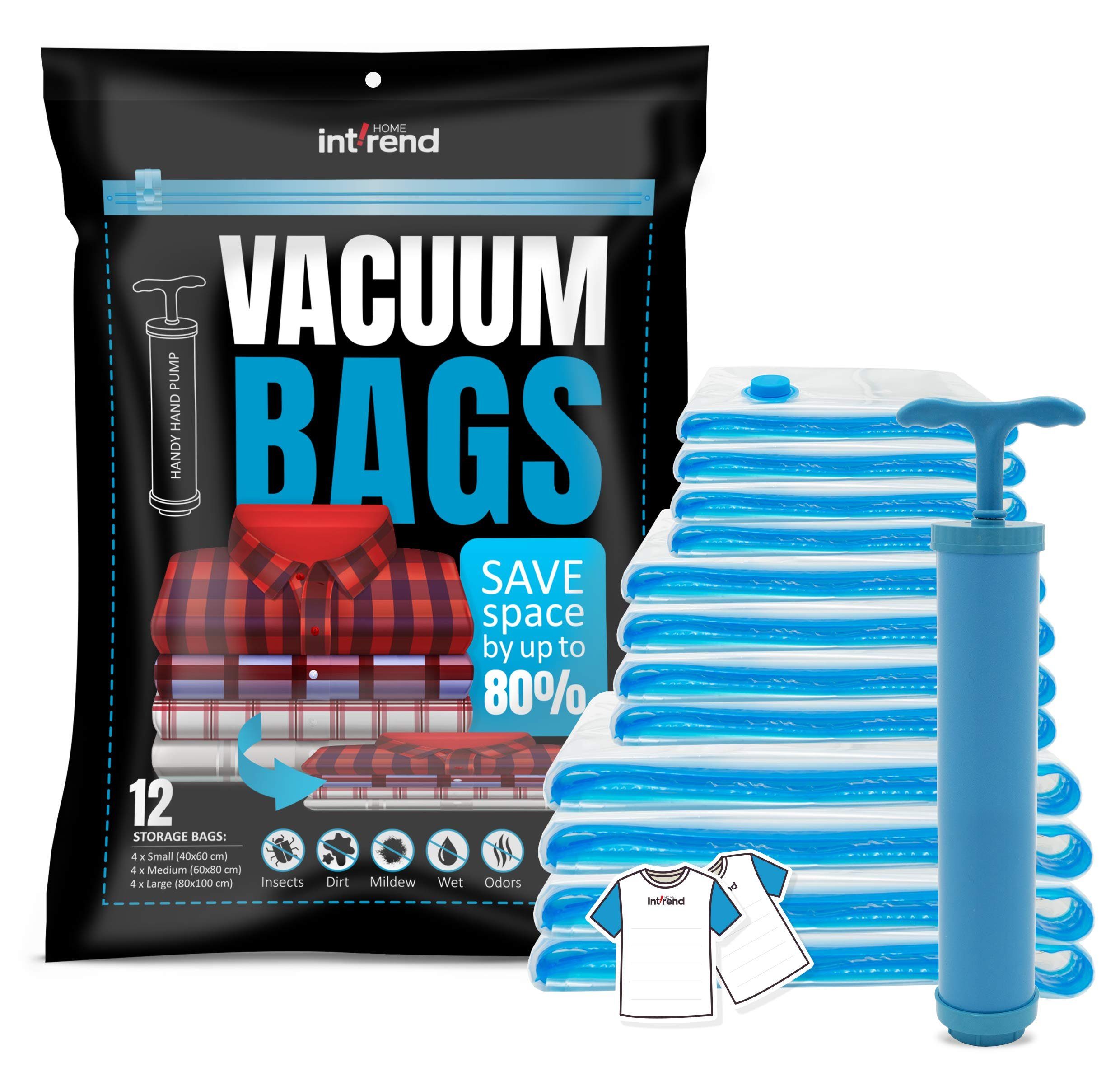 int!rend Vakuumierbeutel Vacuum Bag Set with 12 Storage Bags, Vacuum Bag Set with 12 Storage Bags