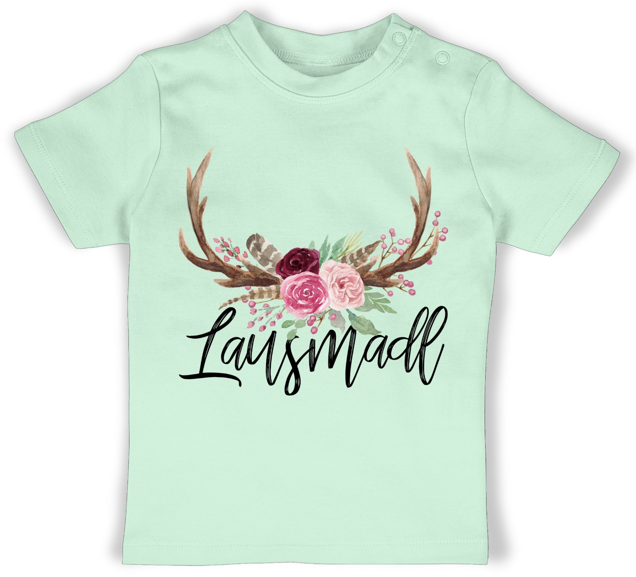 Shirtracer T-Shirt Lausmadl Hirschgeweih Mode für Oktoberfest Baby Outfit 2 Mintgrün