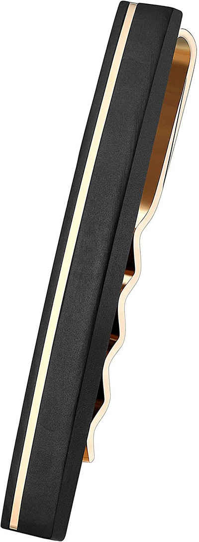Karisma Krawattennadel Karisma Hochwertige Herren Edelstahl 316L Krawattennadel, mit Carbon-Composite/Krawattenklammer/Tie Clip Farbwahl KTC207 - Gold
