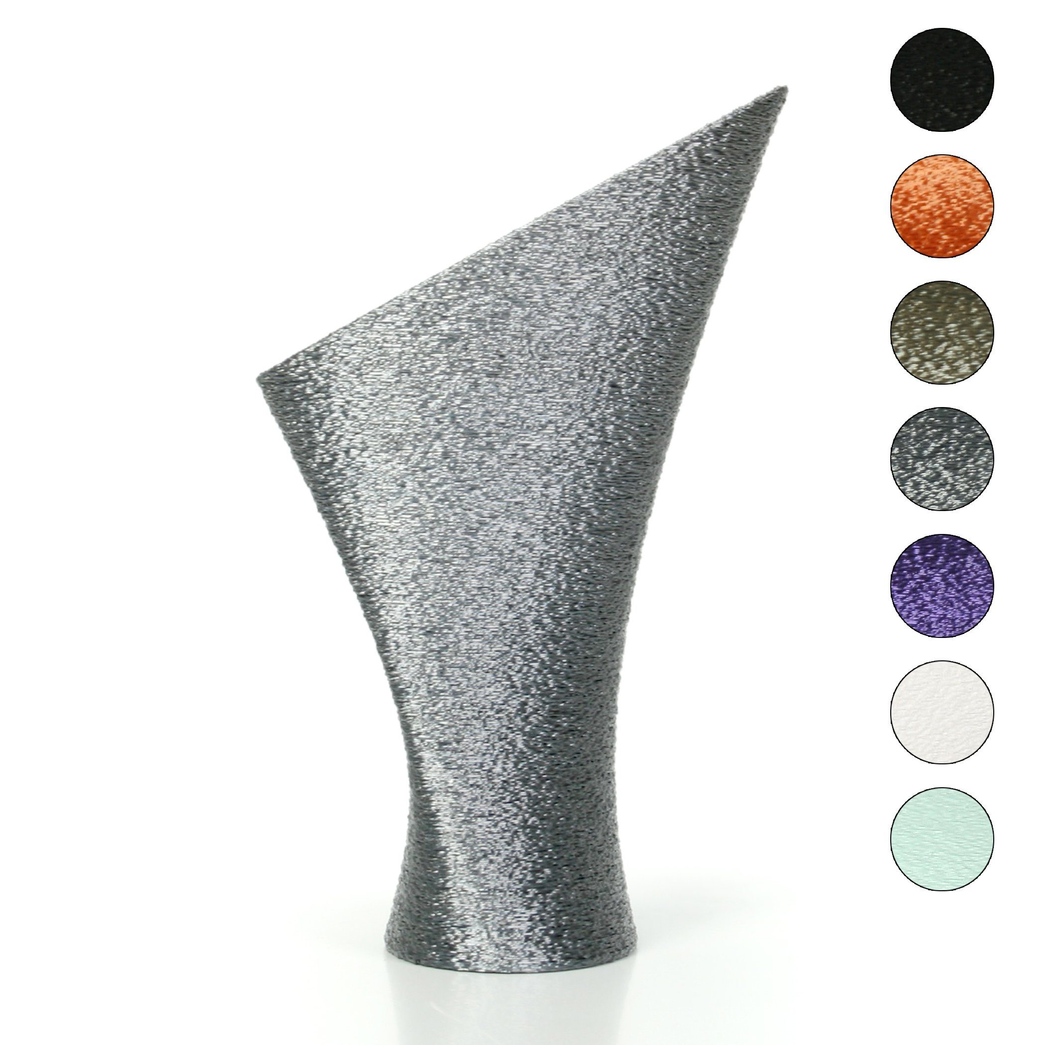 Kreative Feder Dekovase Designer Vase – Dekorative Blumenvase aus Bio-Kunststoff, aus nachwachsenden Rohstoffen; wasserdicht & bruchsicher Old Silver
