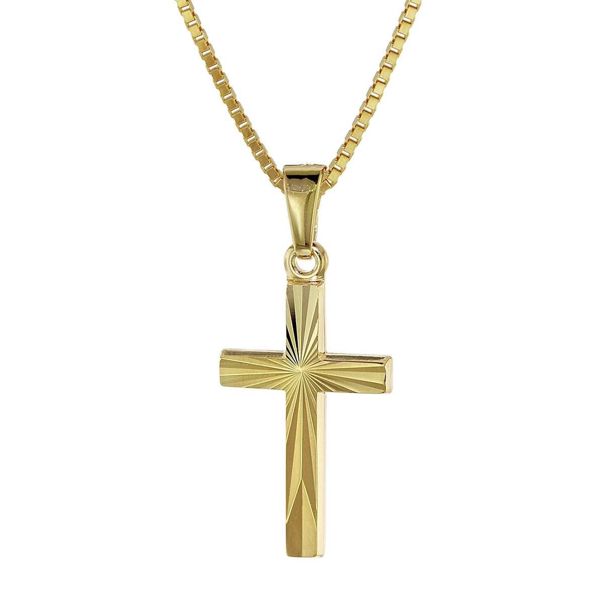 trendor Kreuzkette 08508, Kreuz für Kinder Gold 333/8 Karat 18 mm + goldplattierte Kette