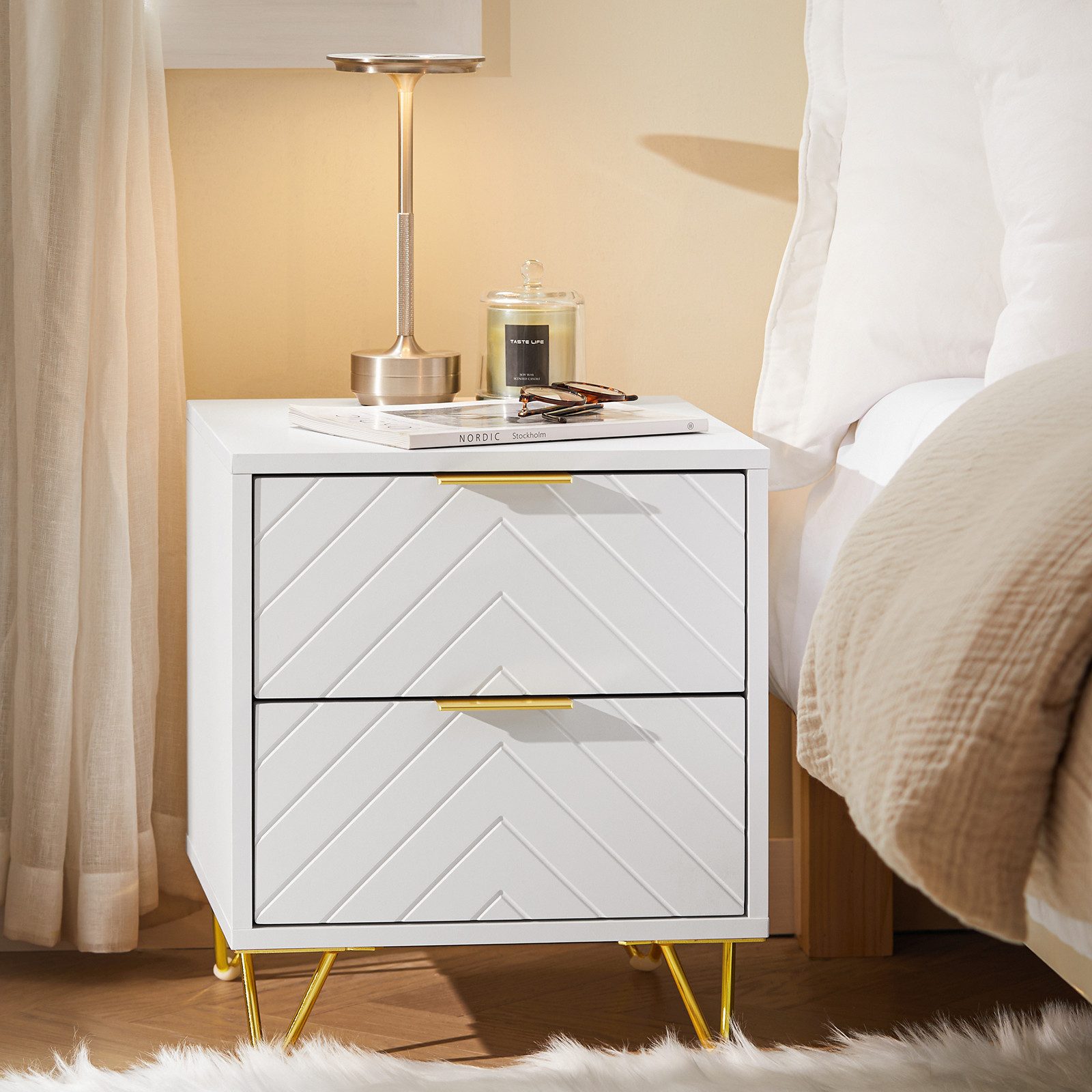 SoBuy Nachttisch FBT160, Nachtschrank mit 2 günstig online kaufen