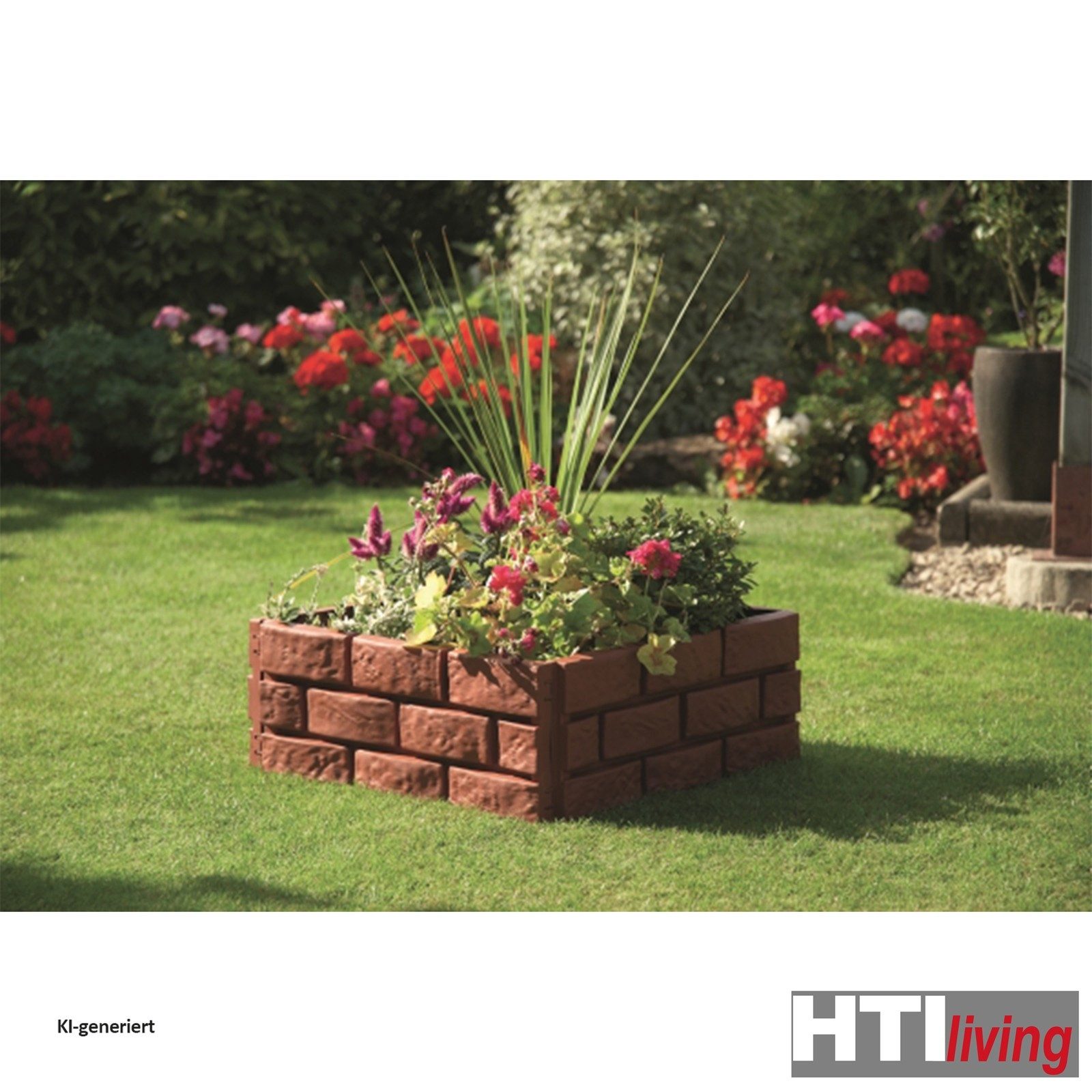 HTI-Living Beetumrandung Beeteinfassung Steinmauer Terracotta Nessa, LxH: 45x29 cm, Set, 4 Module, Beetbegrenzung Beetumrandung – Bild 4 von 4