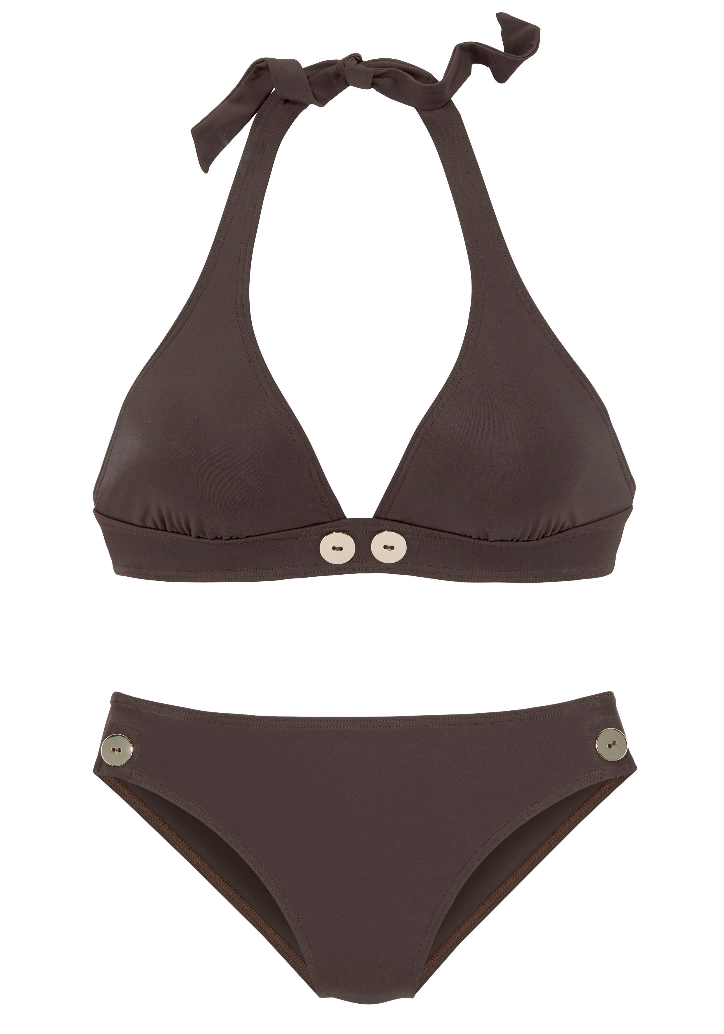 Vivance Triangel-Bikini mit goldfarbenen Zierknöpfen günstig online kaufen