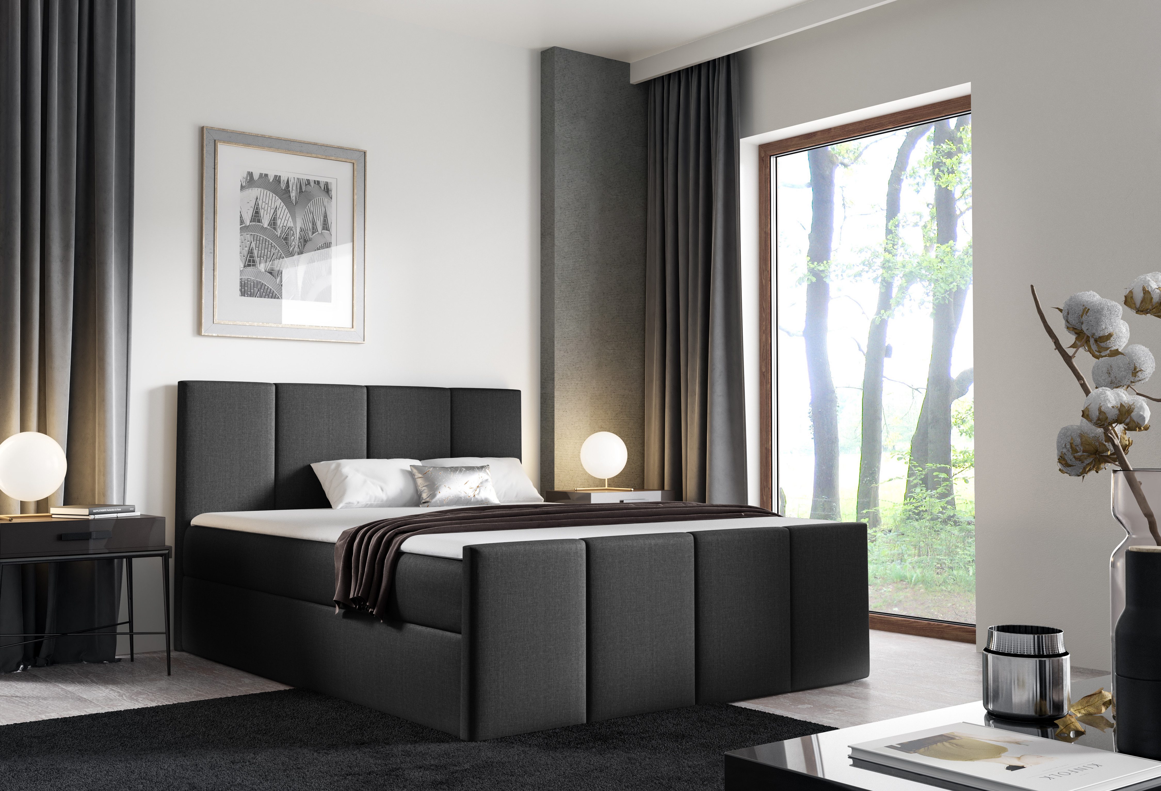 MF Design Boxspringbett Boxspringbett LARS mit Bettkasten und Federautomatik, Vorhanden