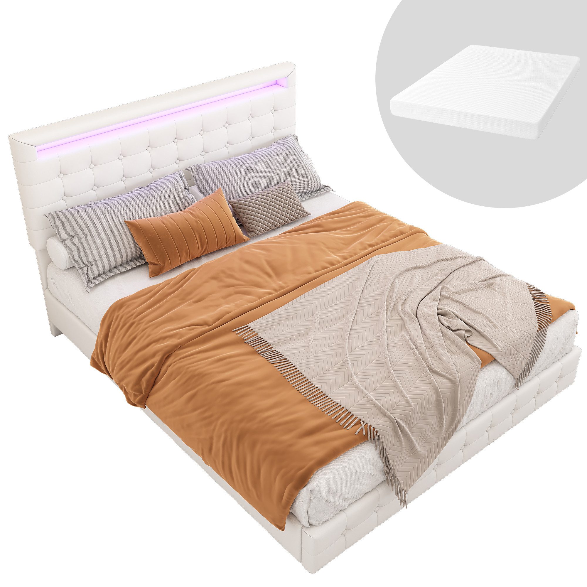 HAUSS SPOLE Polsterbett 140x200cm mit LED-Umgebungslicht, günstig online kaufen