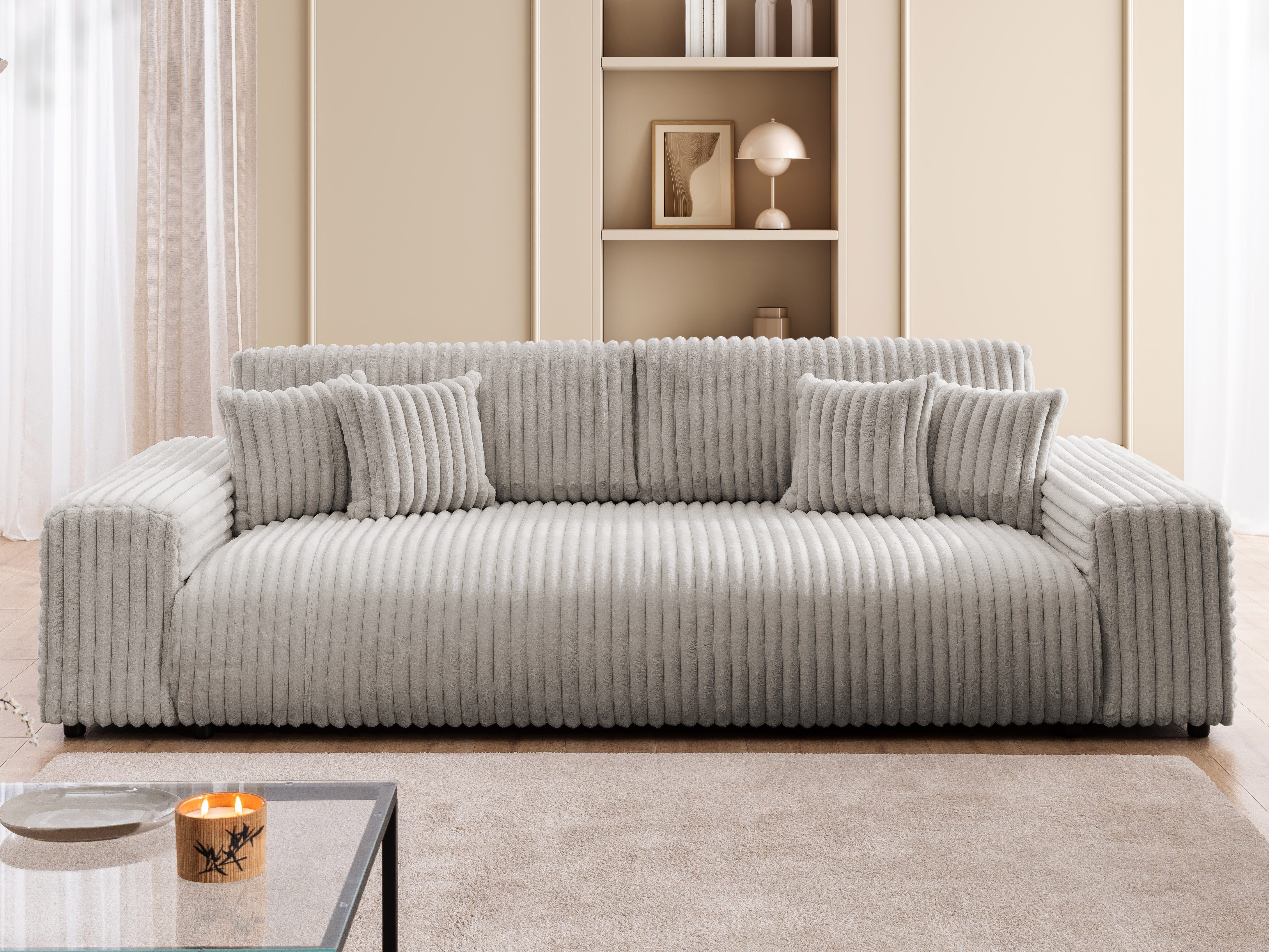 S-Style Möbel Schlafsofa Mollis mit Bettkasten aus Plüschcord, mit Wellenfe günstig online kaufen