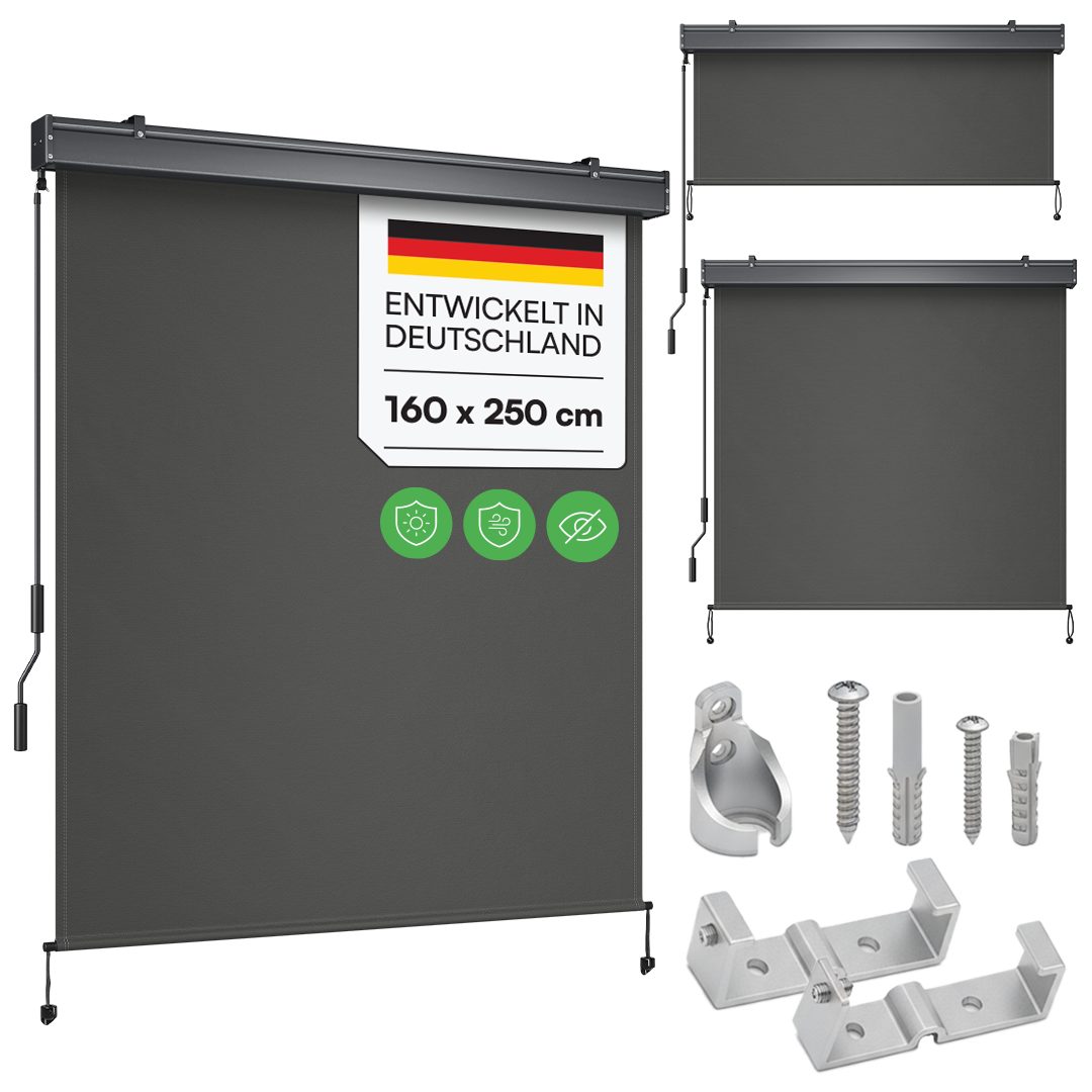 STEELSØN Senkrechtmarkise Azurian, Sichtschutz, Windschutz, Sonnenschutz (Anthrazit, 160x250 cm) Vertikalmarkise, verfügbar in verschiedenen Größen