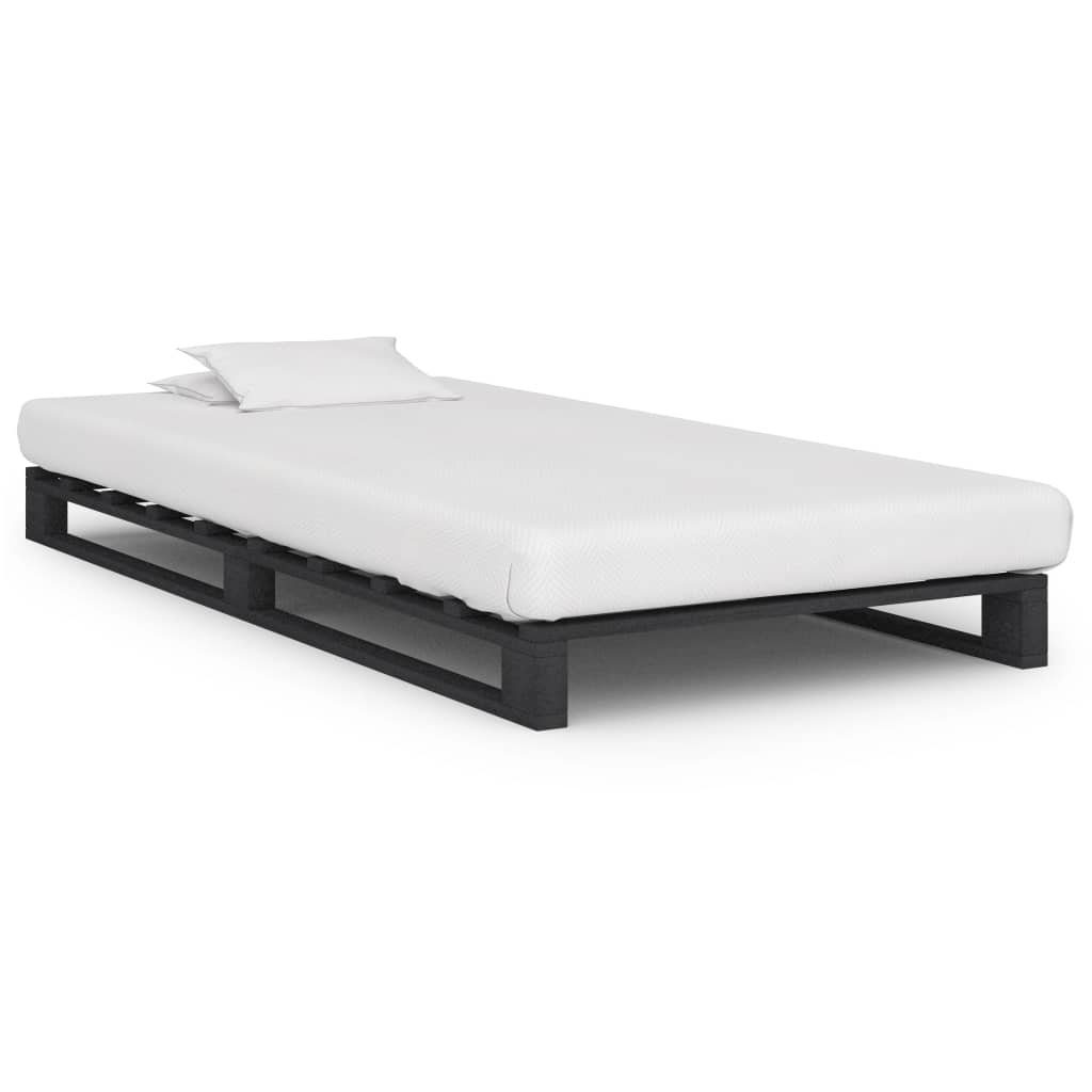 vidaXL Palettenbett aus Kiefer in Grau (LxBxH: 200x100x14 cm)