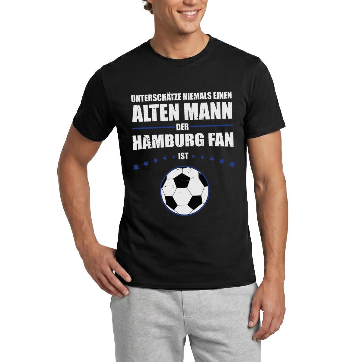 Spreadshirt T-Shirt Alter Mann Leidenschaft Hamburg Fußball Fan Männer T-Shirt (1-tlg)