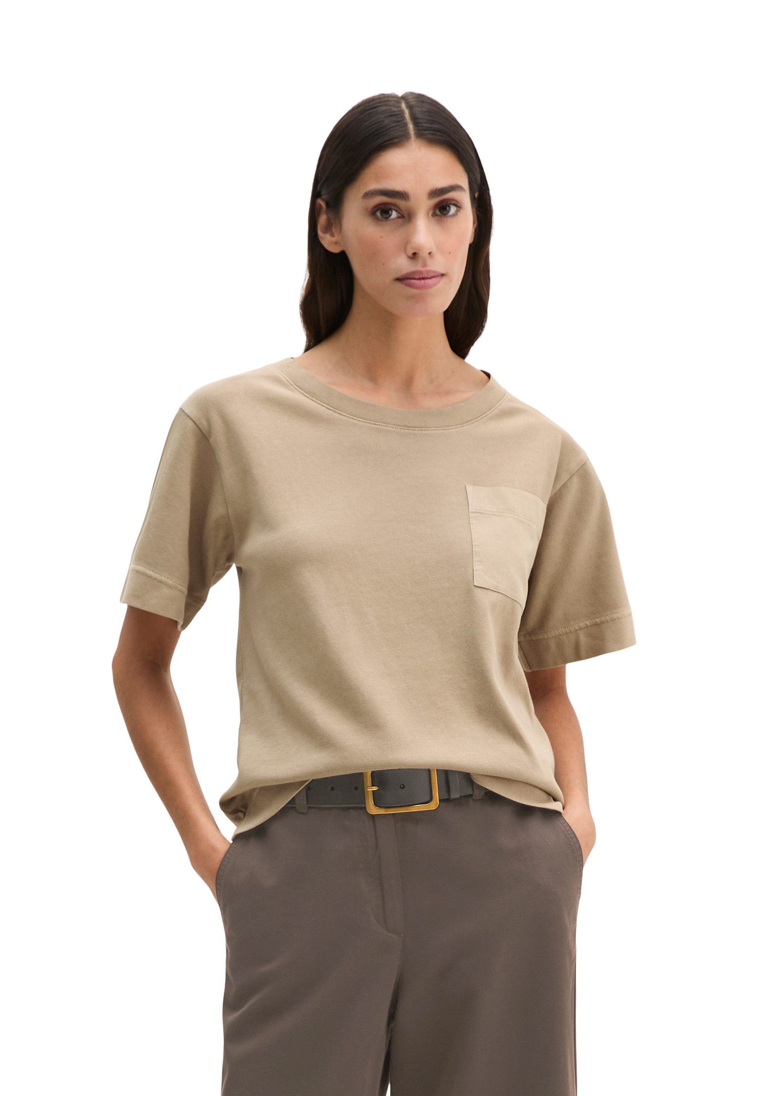 T-Shirt mit aufgesetzter Satin-Tasche