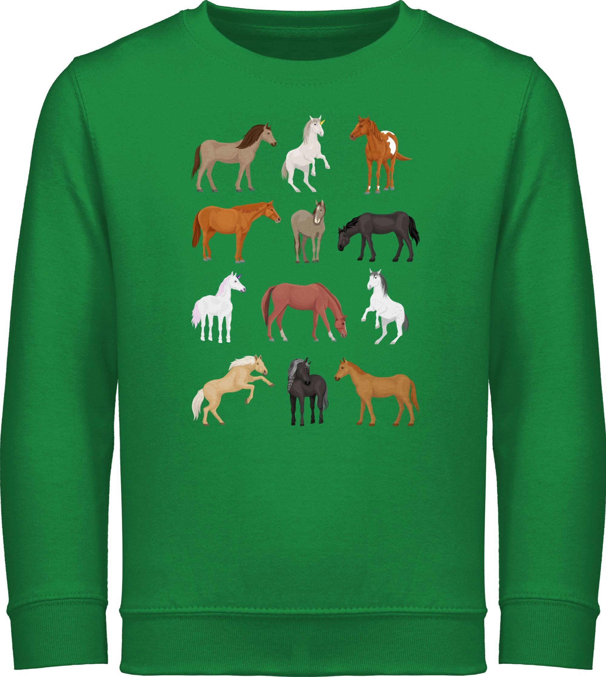 Shirtracer Sweatshirt Pferde Reihe Tiermotiv Animal Print 2 Grün