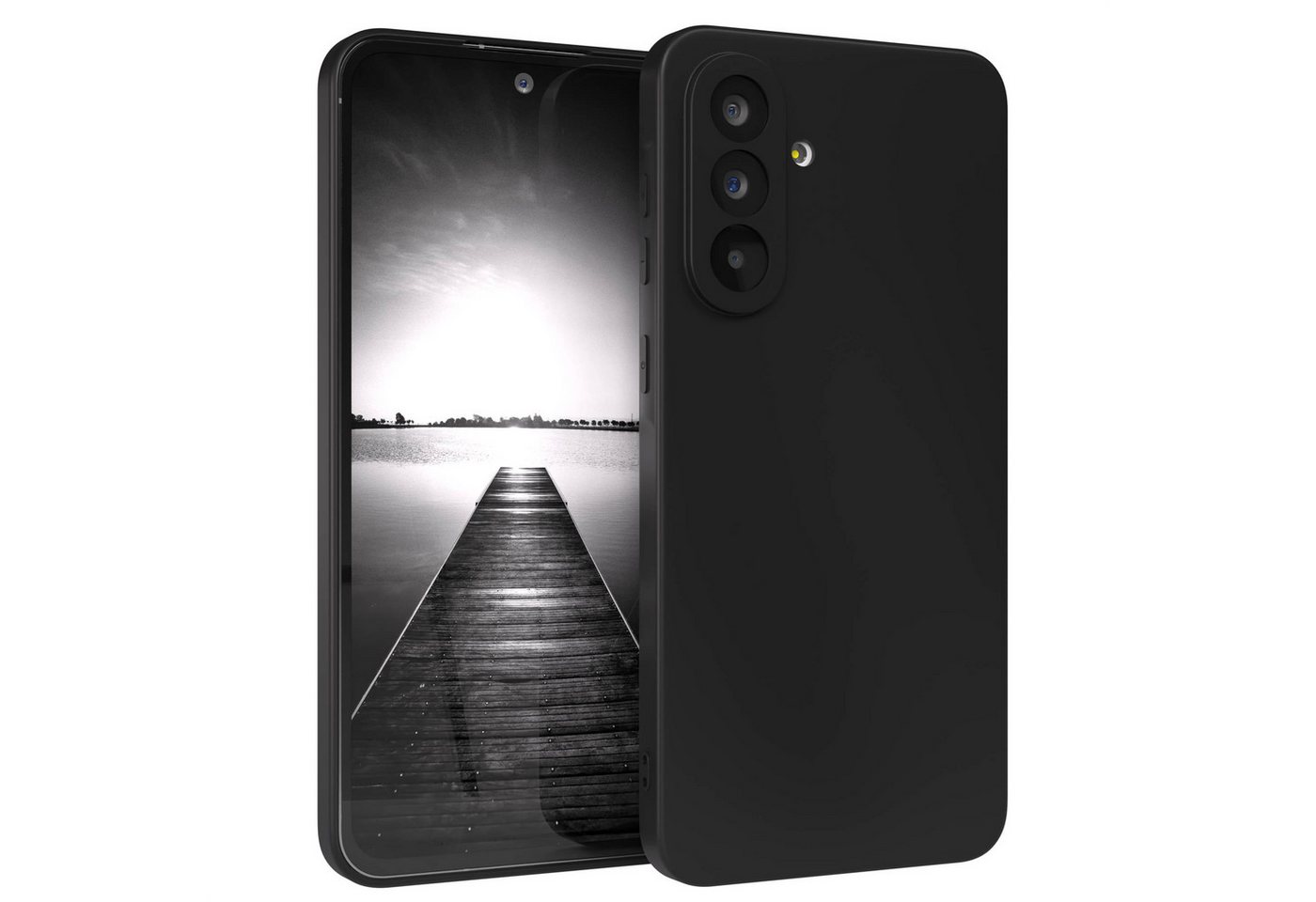 EAZY CASE Handyhülle für Samsung Galaxy A56 Hülle Silikon 6,7 Zoll, Silikon Schutzhülle mit Kameraschutz kratzfest Back Cover Etui Schwarz
