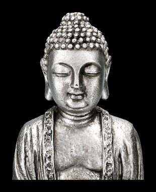 Figuren Shop GmbH Dekofigur Buddha Figur silberfarben auf Lotus - Dekofigur