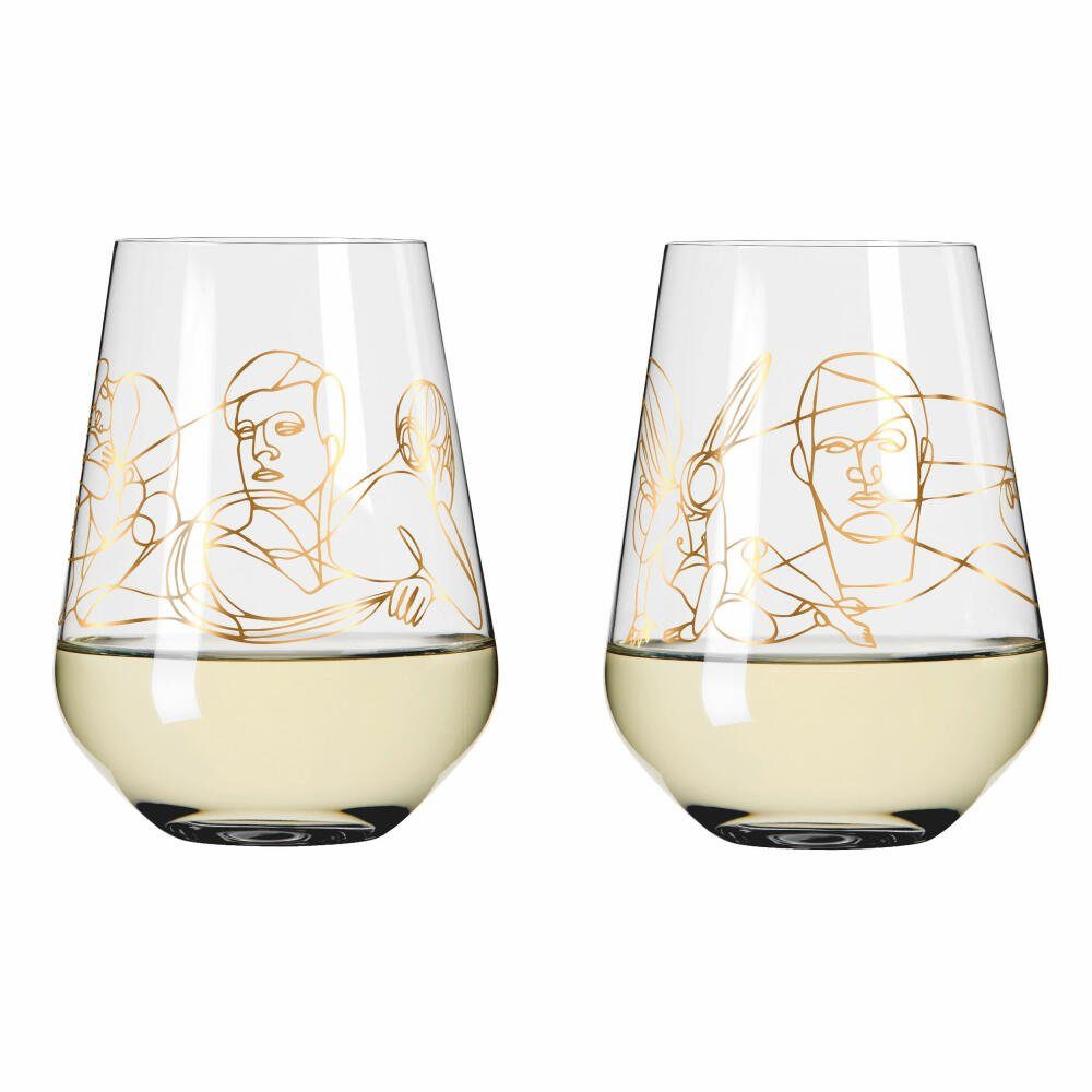 RITZENHOFF 3421001 waterglas 500 ml - serie Sagengold nr. 1, set van 2, mythologiemotief, echt goud - Made in Germany