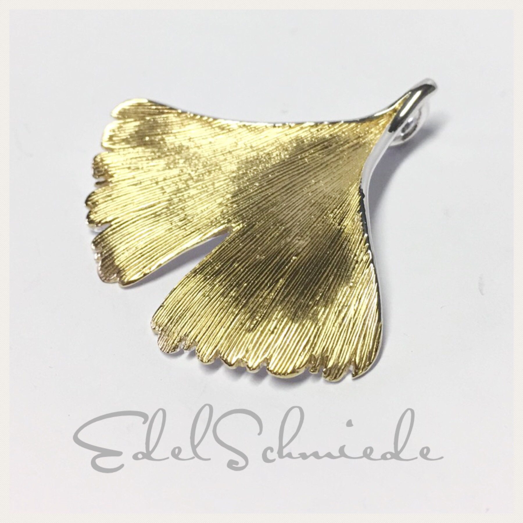 Ohrstecker-Set großer bicolor Ginko Anhänger in 925 Silber vergoldet