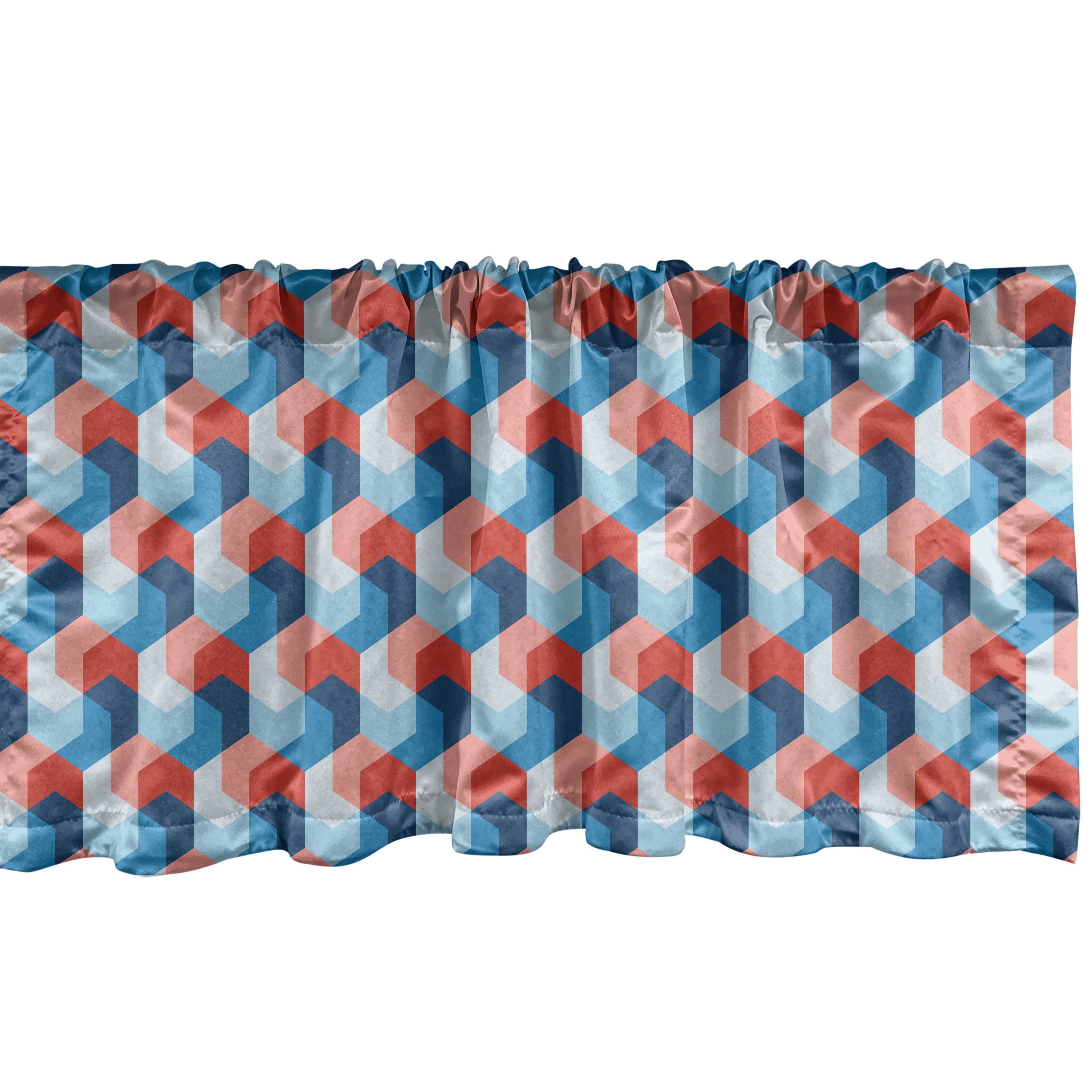 Scheibengardine Vorhang Volant geometrische Küche Fractal Kunst Schlafzimmer Abakuhaus, Dekor für Mosaik mit Stangentasche, Microfaser