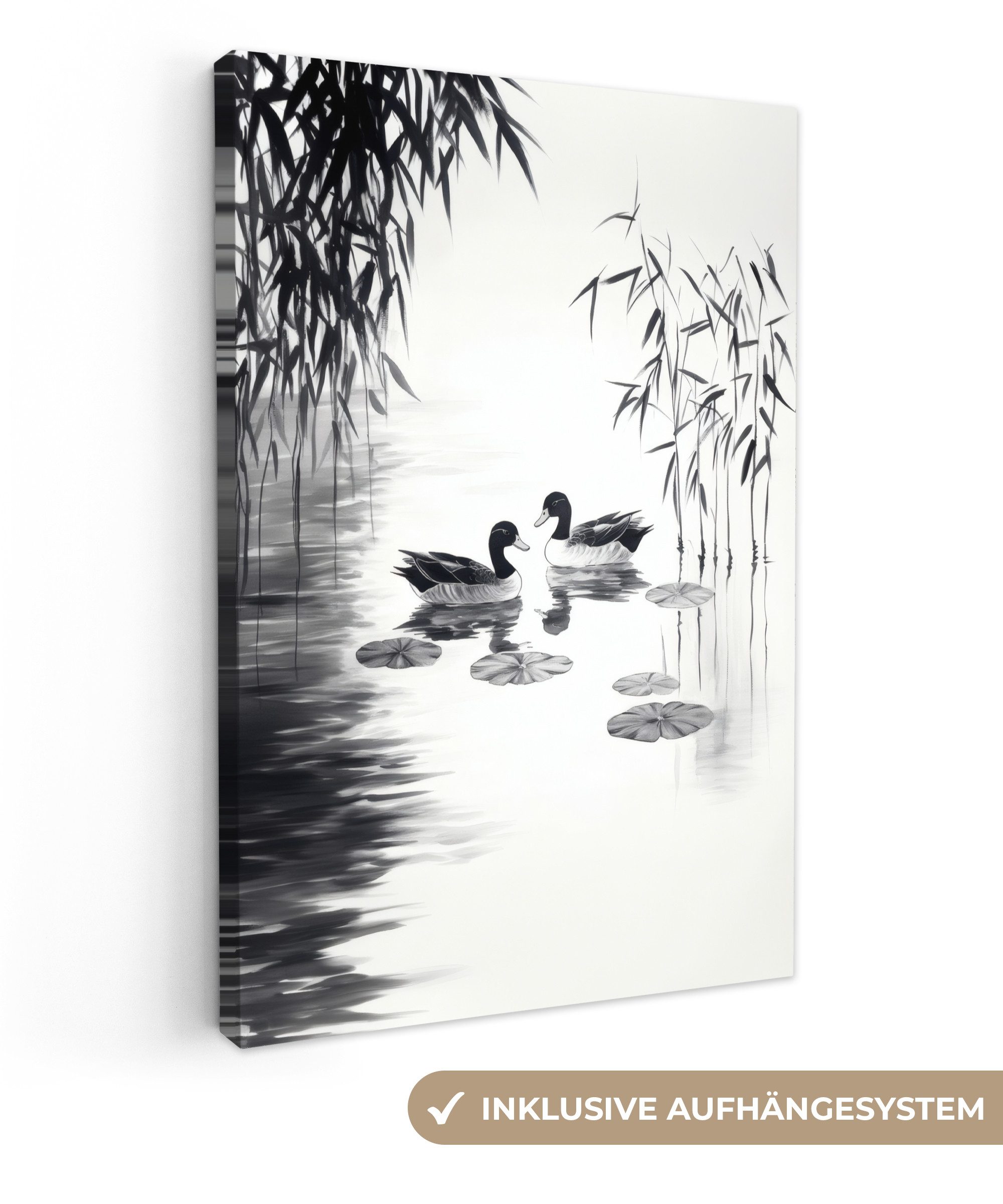 OneMillionCanvasses® Leinwandbild Enten - Seerosen - günstig online kaufen