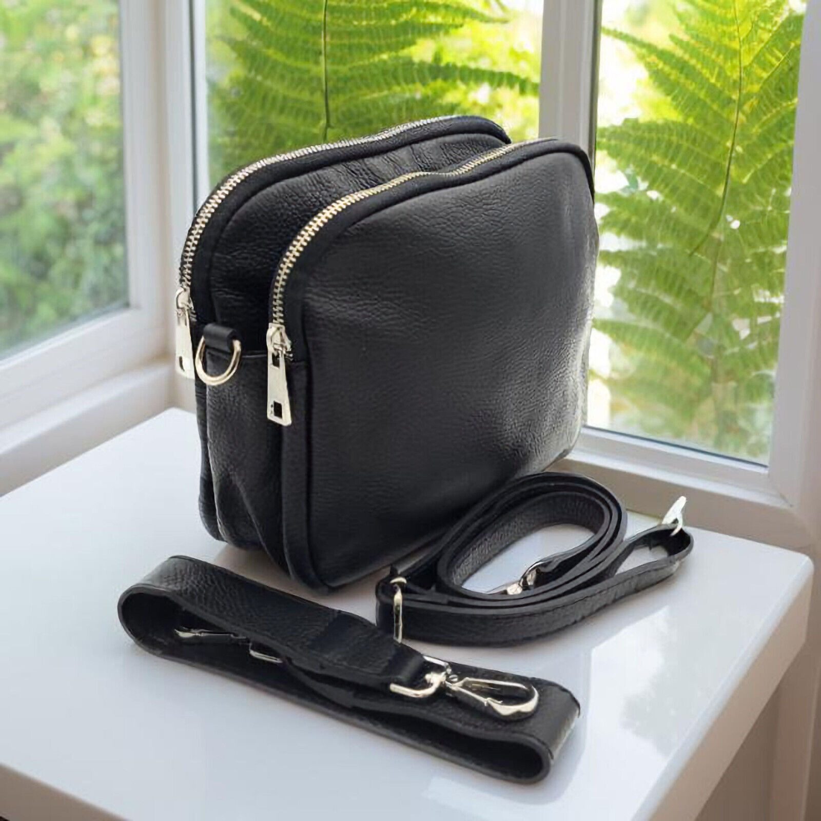 Schultertasche kleine echt Leder Damen Handtasche "Made in Italy"