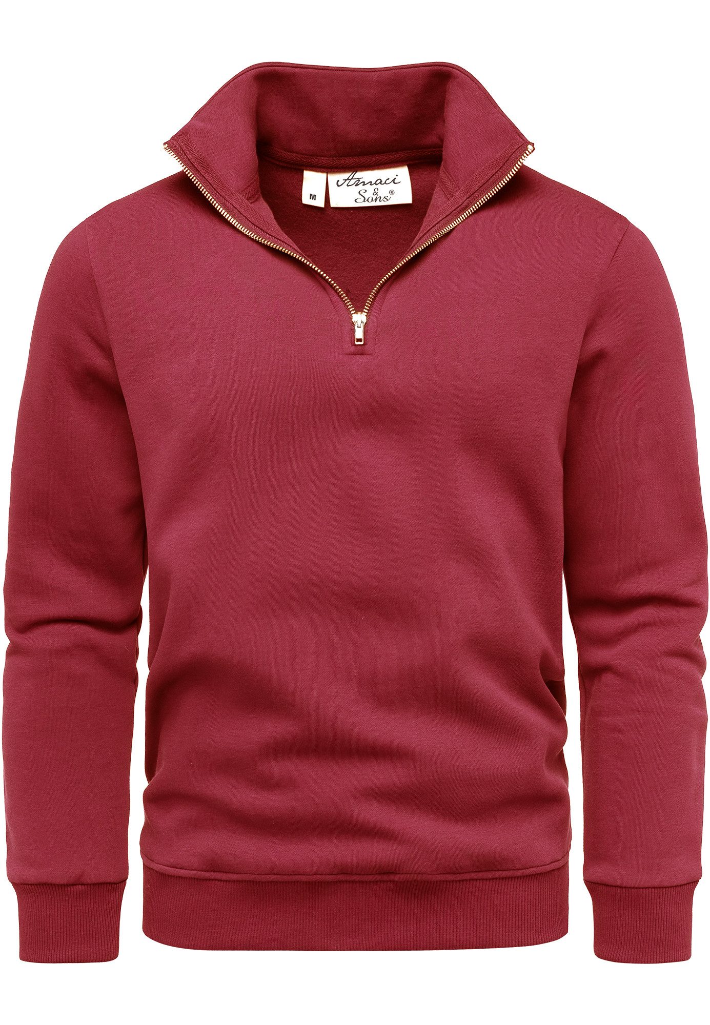 Amaci&Sons Sweatshirt LANDON Troyer Troyer Herren Pullover Zipper Sweatjack günstig online kaufen