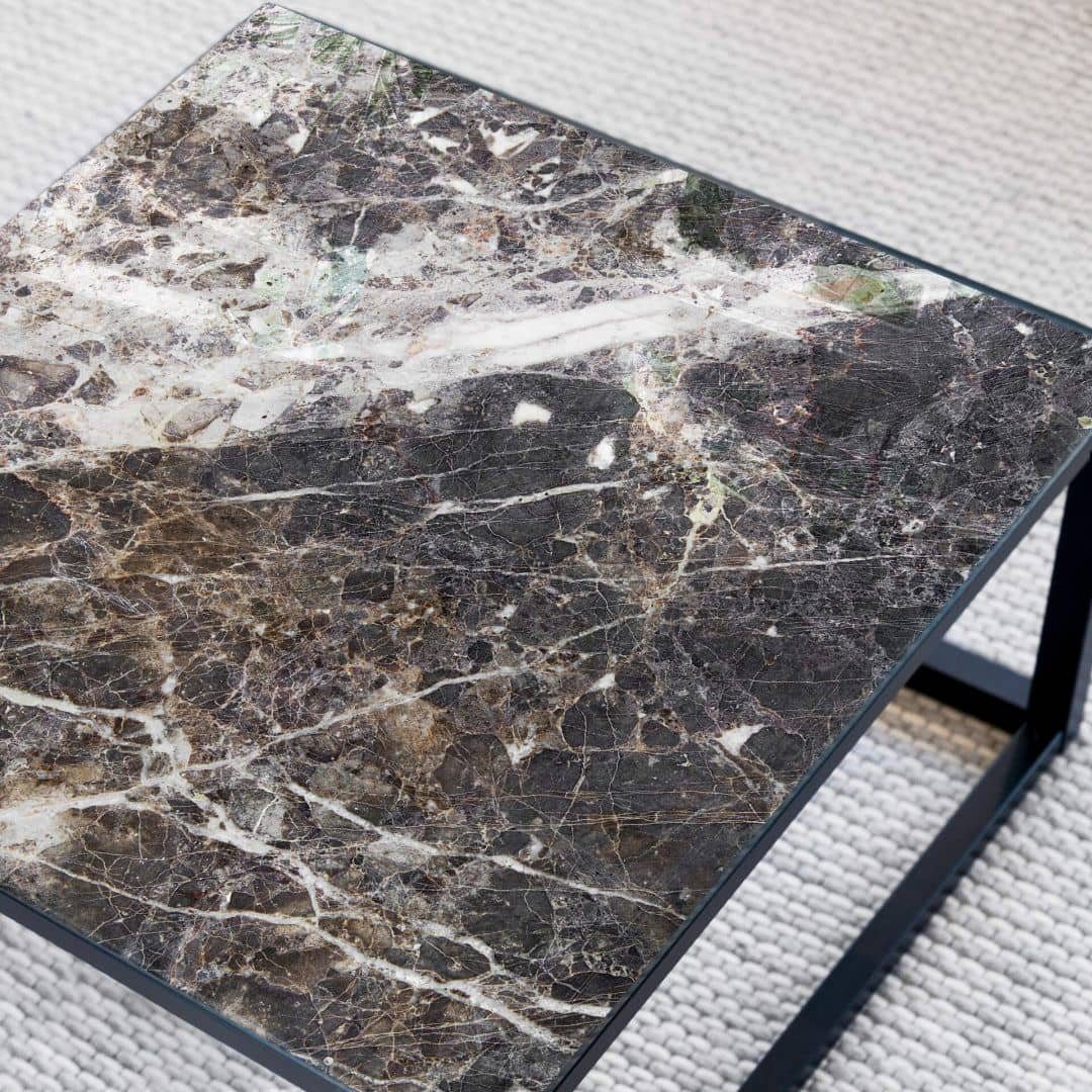 K&L Wall Art Arbeitsplatte Glas Tischplatte Naturstein Beistelltisch Marmor schwarz Marmoroptik