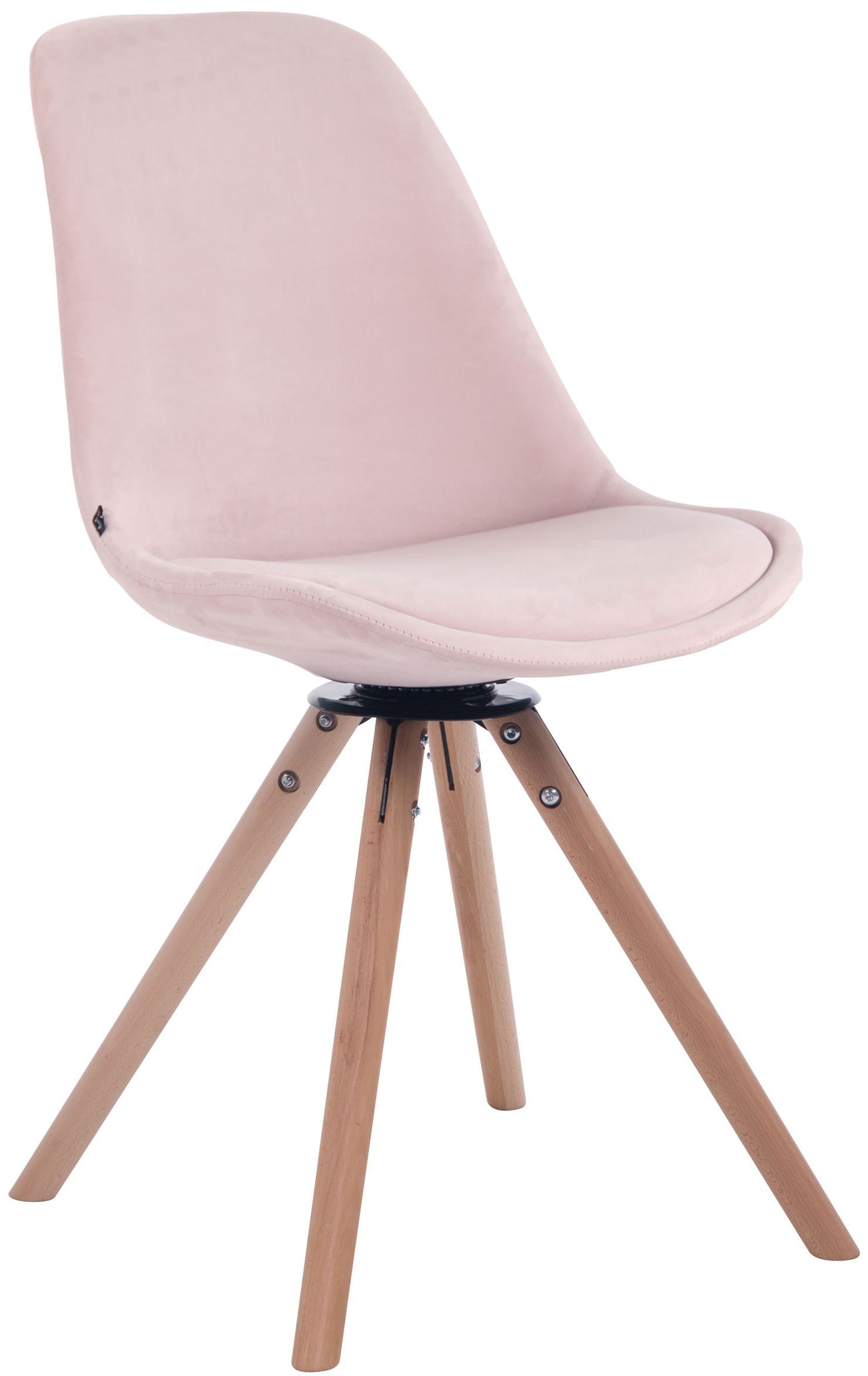 TPFLiving Esszimmerstuhl Troll mit hochwertig gepolsterter Sitzfläche - Konferenzstuhl (Küchenstuhl - Esstischstuhl - Wohnzimmerstuhl - Polsterstuhl), Gestell: Buchenholz Natura - Sitzfläche: Samt pink