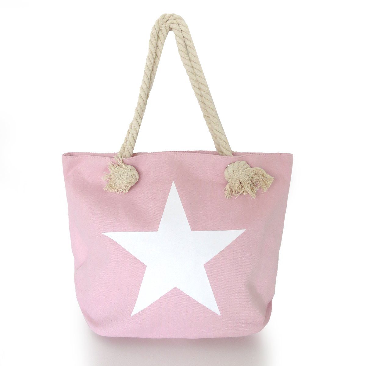 Sonia Originelli Umhängetasche Strandtasche Stern Uni "Marie" Beachbag Shopper, kleine Innentasche mit Reißverschluss rosa