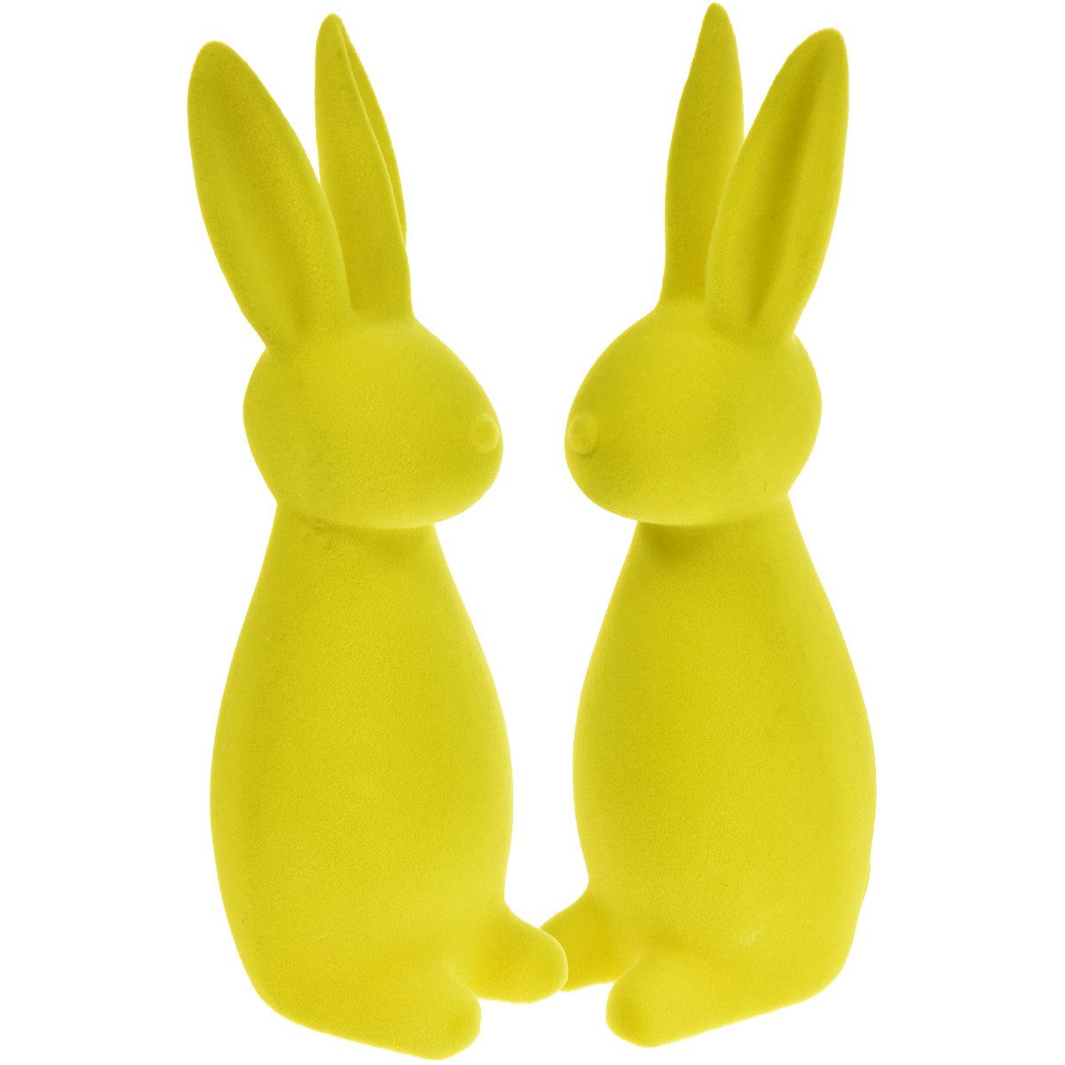 Florists Products Osterhase Beflockte Osterhasen Gelbgrün Deko 2er Set Kunststoff, 2 Stück