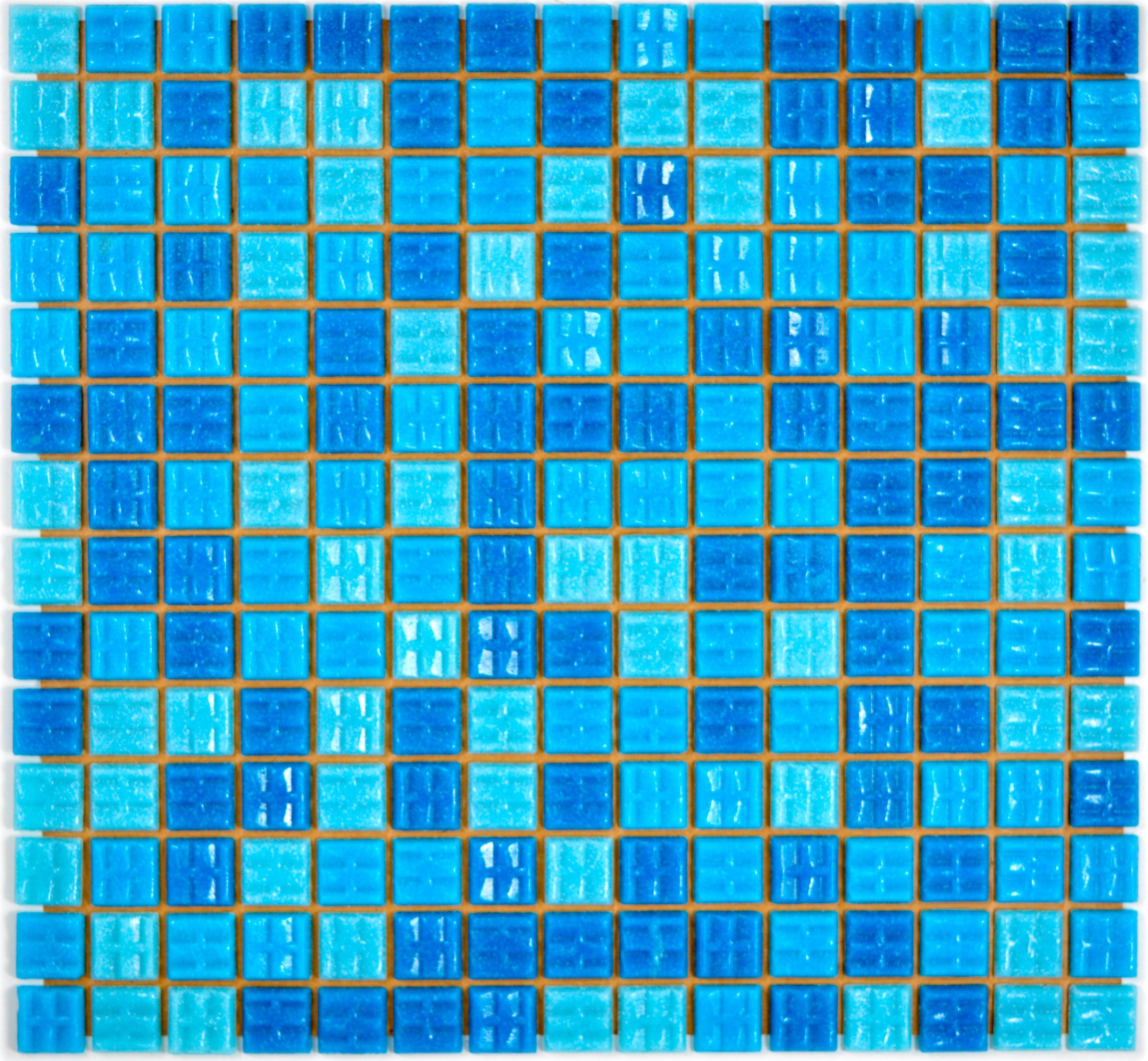 Mosani Bodenfliese Schwimmbad Mosaik Poolmosaik Aktion blau hellblau Mix papierverklebt