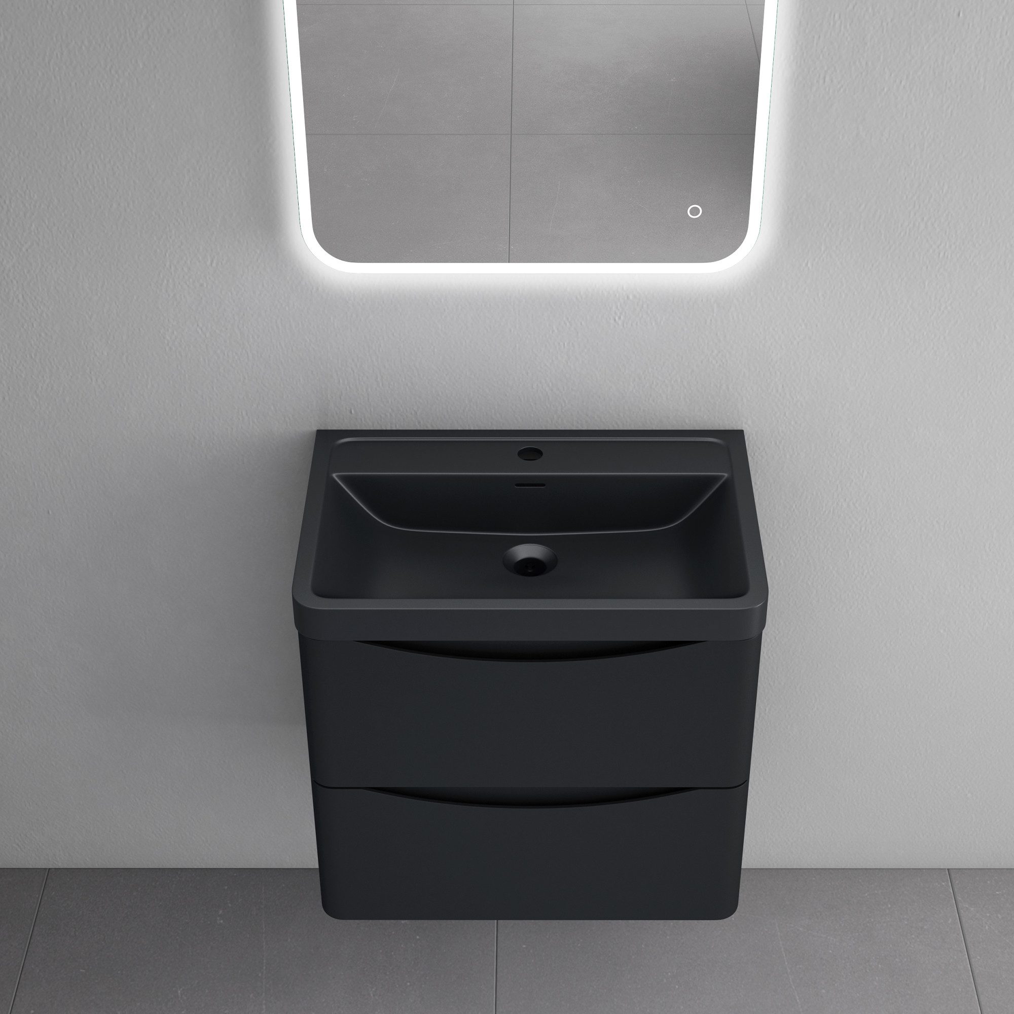 doporro Badezimmer-Set Waschbeckenunterschrank Wandmontage Mineralguss-Wasc günstig online kaufen