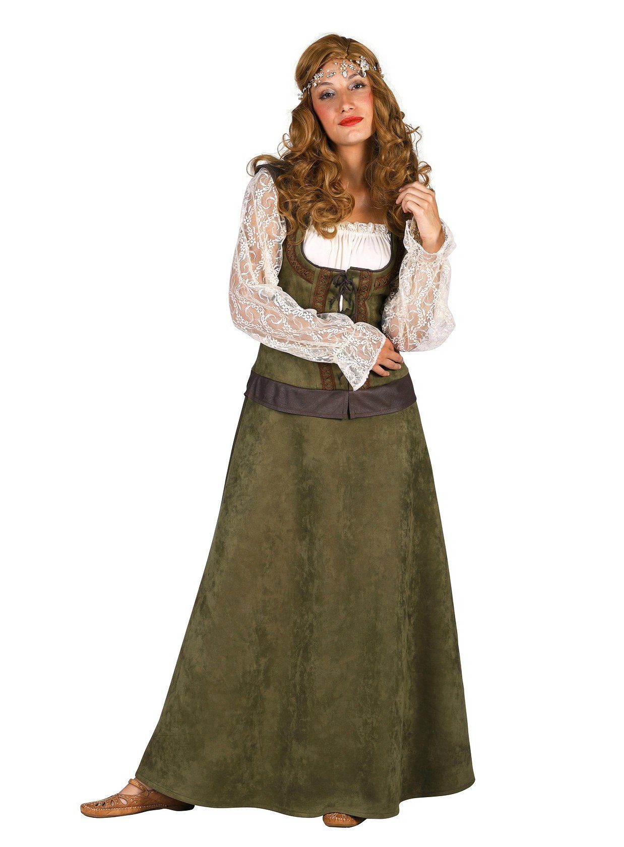 thetru Kostüm Maid Marian Kostüm grün, Mittelalterliches Kleid für holde Jungfrauen und legendäre Damen