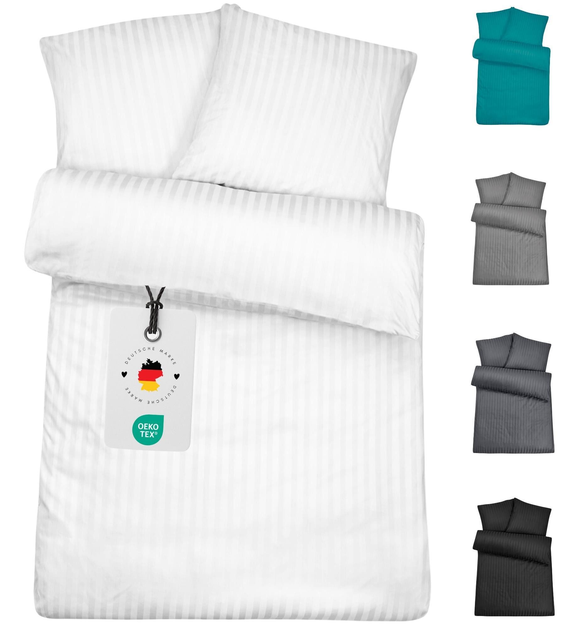Carpe Sonno Bettwäsche Mikrofaser Damast Bettwäsche 135x200 155x220 200x200 - Super Soft, Mikrofaser, 2 teilig, Uni Bettbezug 135x200 Weiß - Super soft & Oeko-Tex Zertifiziert
