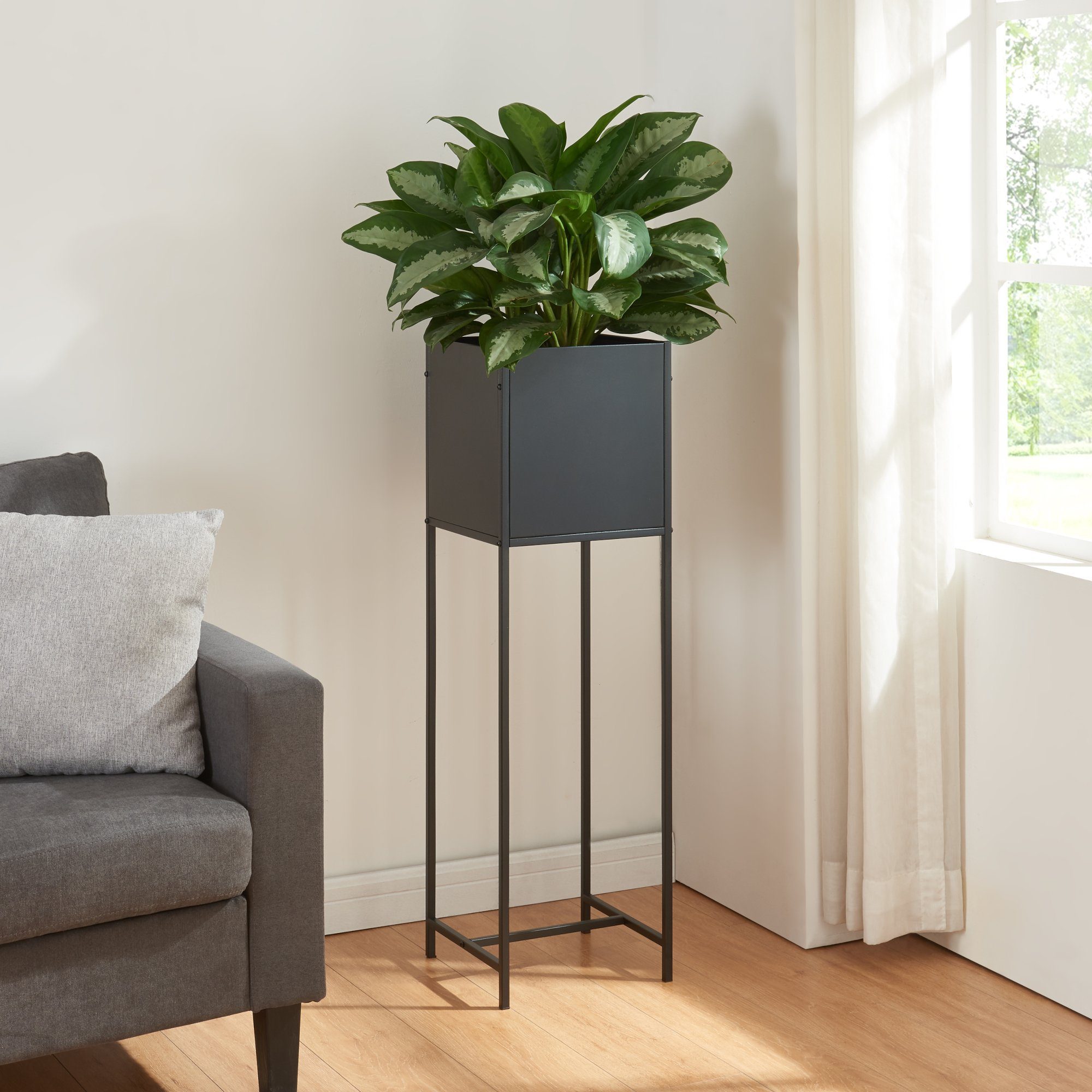 en.casa Blumenständer, »Porsgrunn« Metall 100 x 30 x 30 cm Schwarz günstig online kaufen