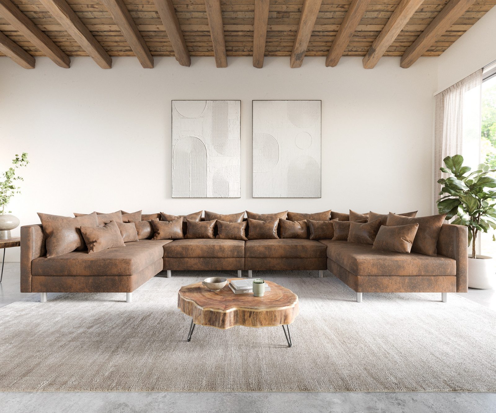 DELIFE Wohnlandschaft Clovis, XL Braun Antik günstig online kaufen