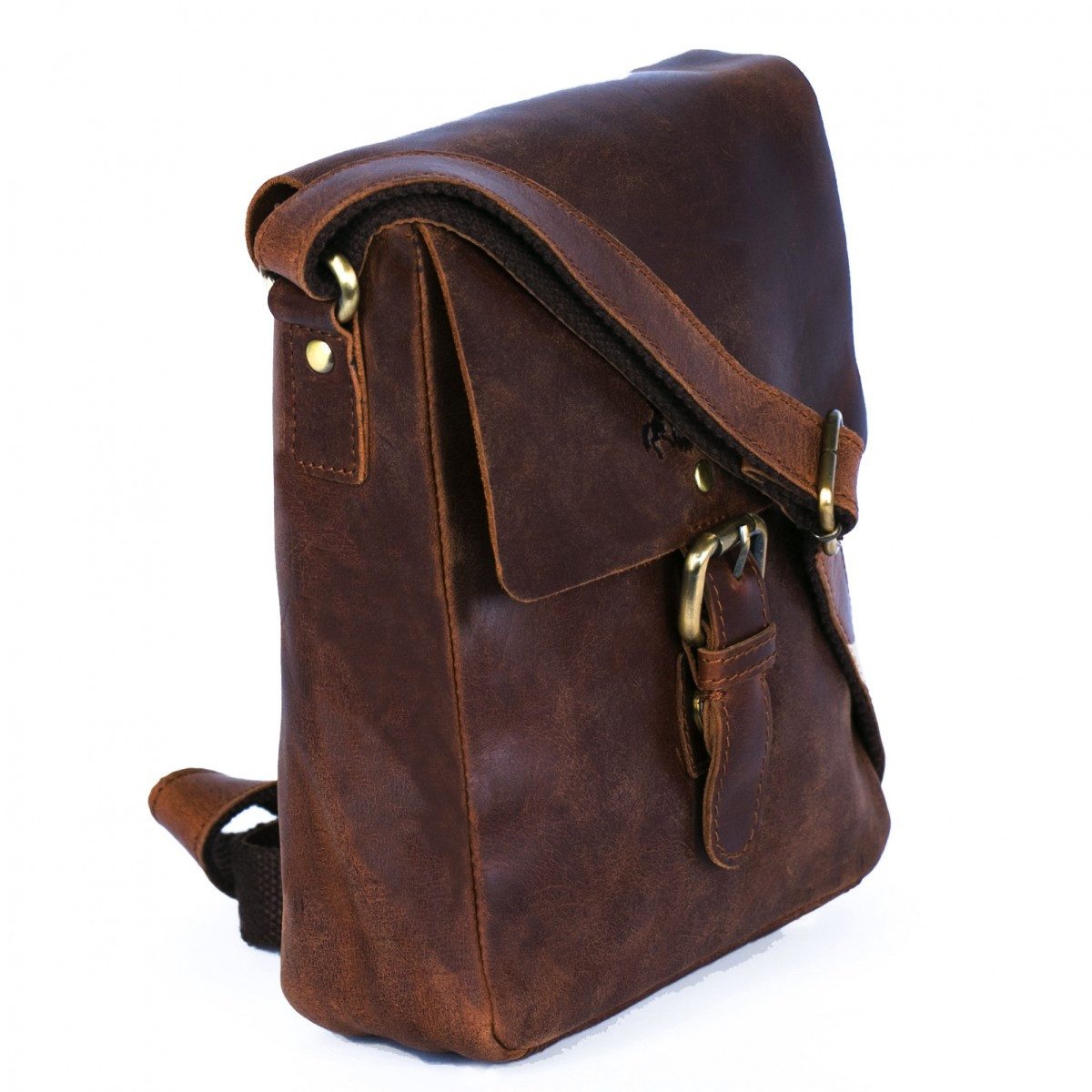 SID & VAIN Umhängetasche ORLANDO Umhängetasche Cross-Body Bag echt Leder, Ledertasche Schultertasche Herren Damen Messenger Bag braun – Bild 4 von 5
