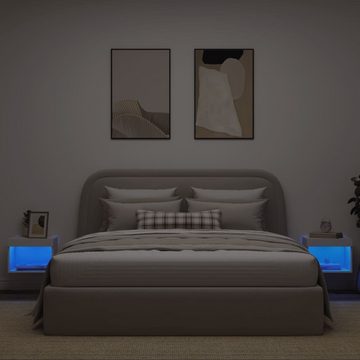 vidaXL Nachttisch Wand-Nachttische mit LED-Leuchten 2 Stk Weiß