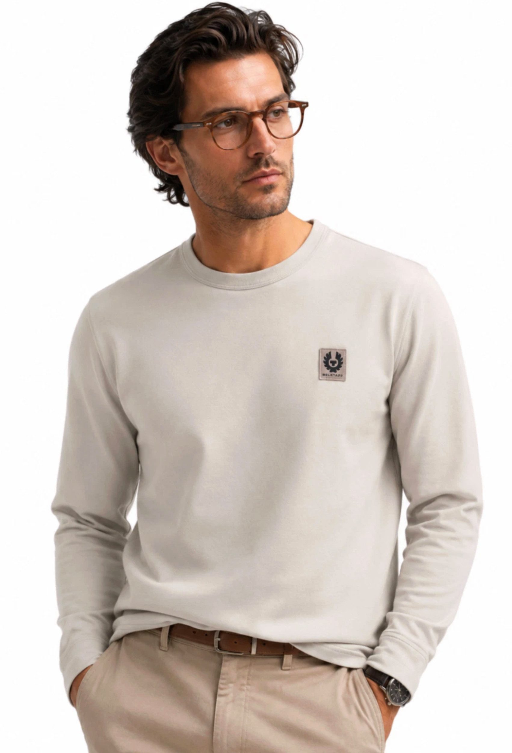 Belstaff Longsleeve T-Shirt London Retro Phoenix Patch Iconic Tee Modern Cut (1-tlg) Ideal für Alltag, Business Casual und Freizeit