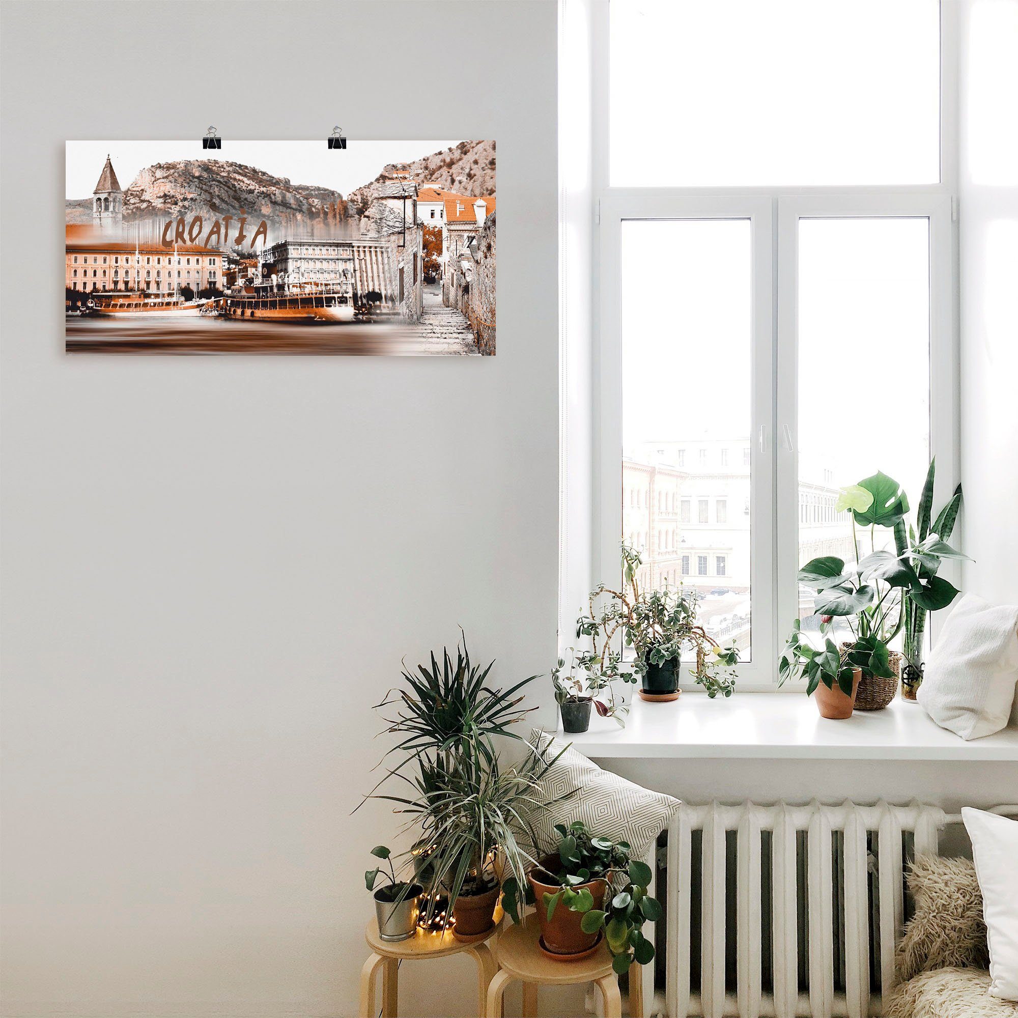 Größen (1 St), abstrakte Skyline als Wandbild Poster versch. Leinwandbild, Collage, Wandaufkleber Kroatien Artland in oder Kroatien