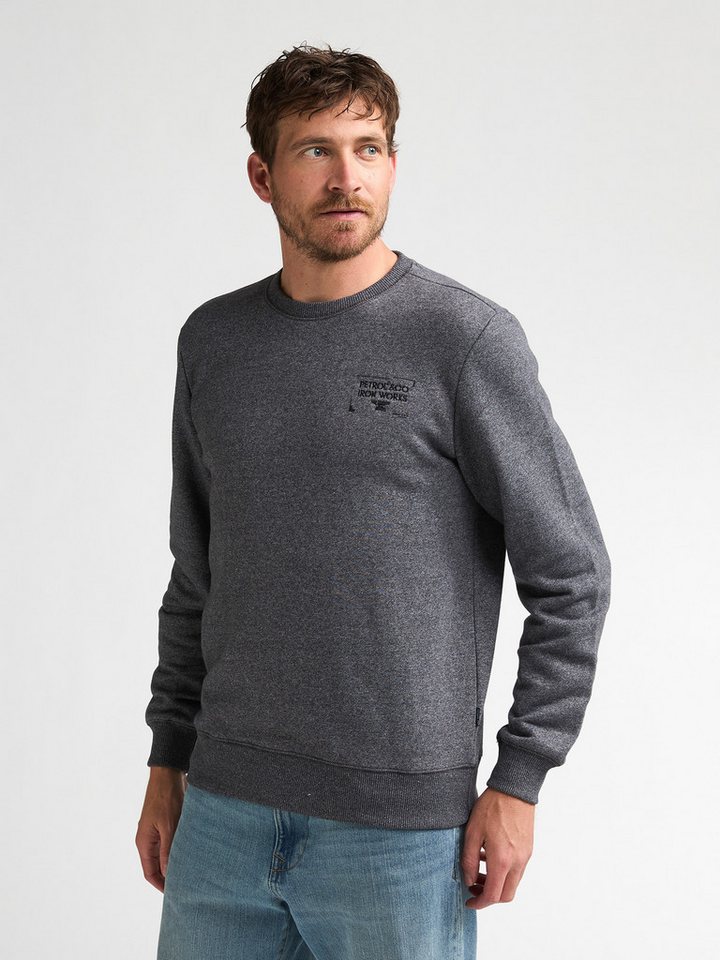 Petrol Industries Sweatshirt mit Rundhalsausschnitt, kleine Logostickerei