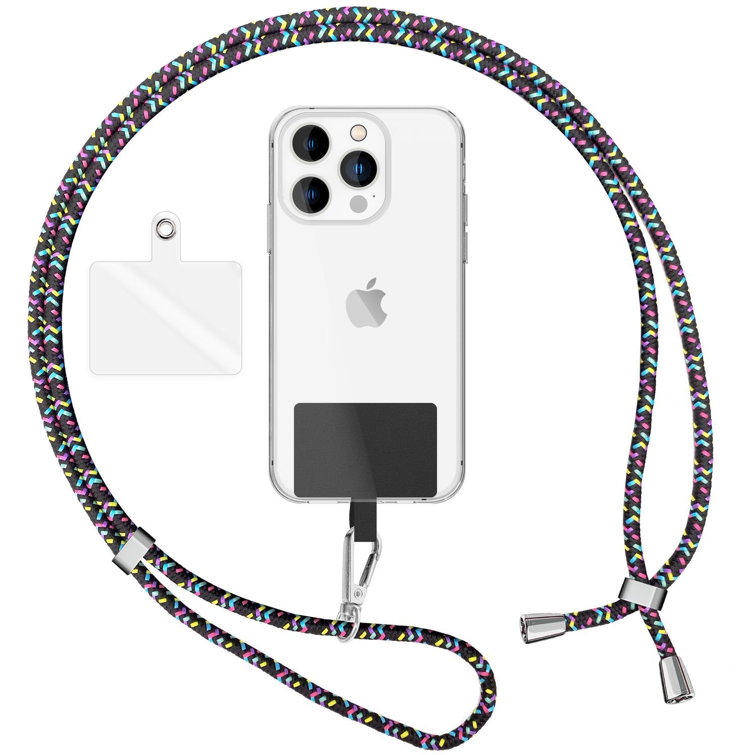 Nalia Handykette Universal Smartphone, Buntes Handy Band zum Umhängen mit Pad / 160 cm Schlüsselband Lanyard