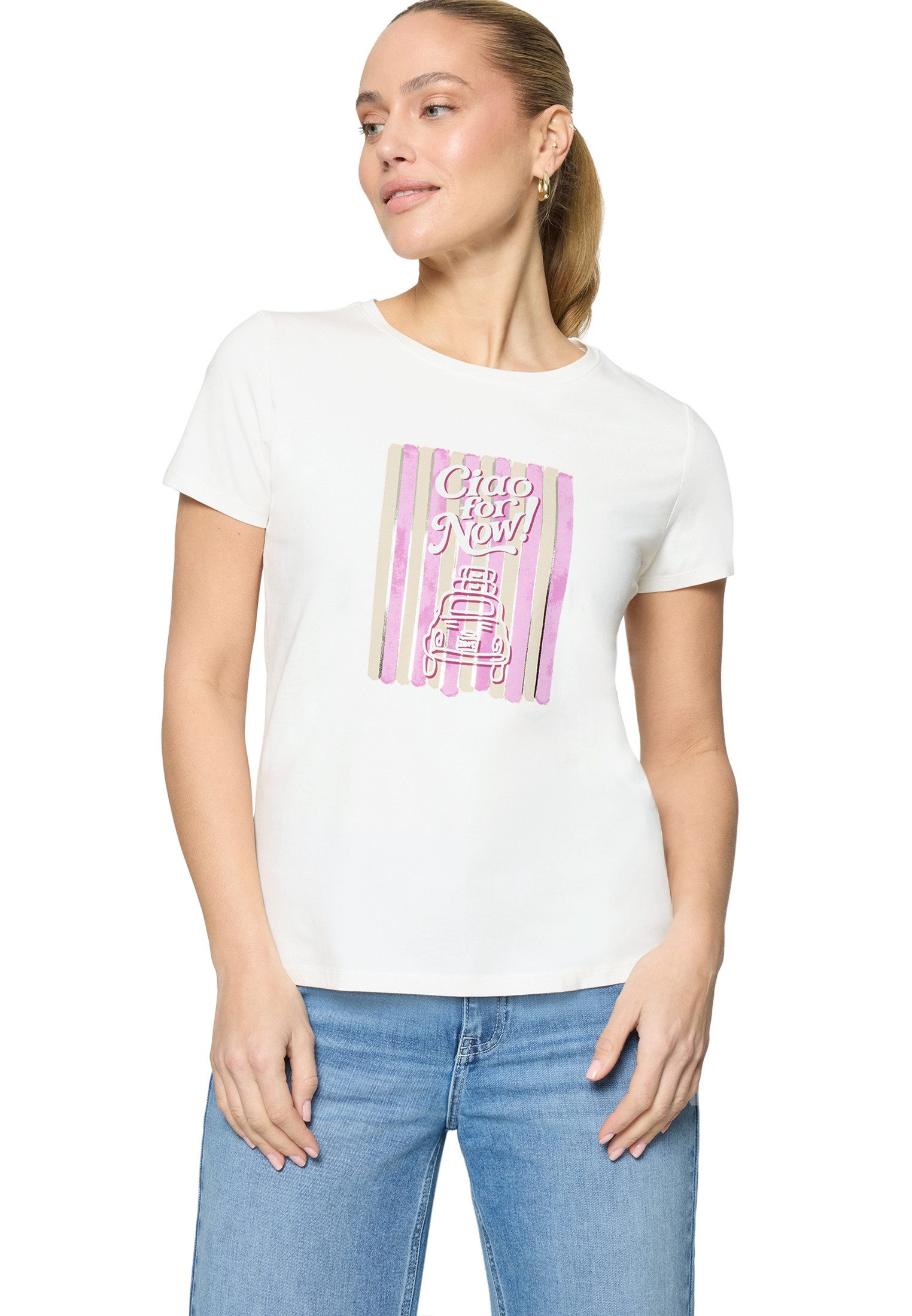 Zero Kurzarmshirt Damen mit Aufdruck (1-tlg) Glitzer