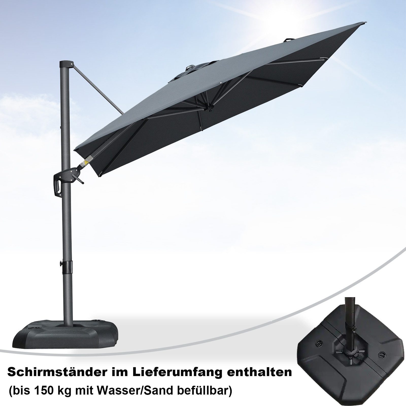 PURPLE LEAF Ampelschirm Quadratischer Alu Außenbereich günstig online kaufen