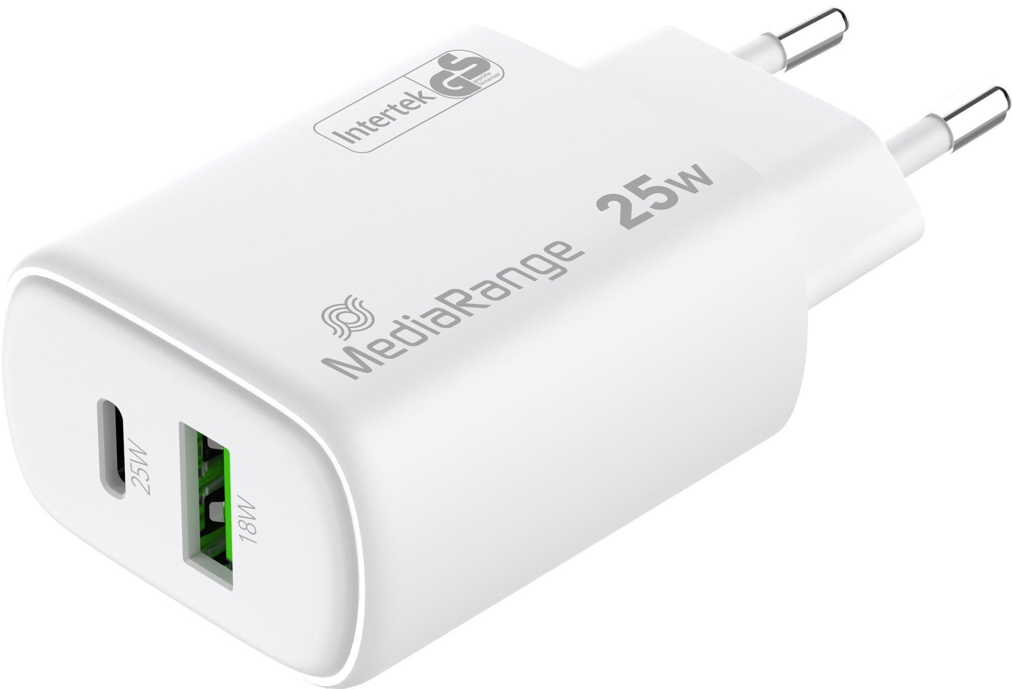 Mediarange Mediarange Ladegerät Power Adapter 25 Watt GaN 1x USB-A + 1x USB-C USB-Ladegerät – Bild 5 von 5