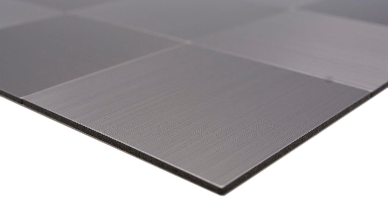 Mosani Wandfliese Aluminium Mosaik Metall Mosaikfliesen Selbstklebend Silber Glänzend, Dekorativer DIY Wandverblender