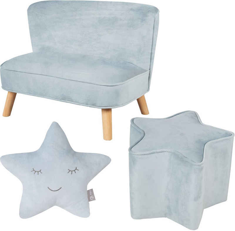 roba® Kindersitzgruppe Lil Sofa, (Set, 3-tlg), bestehend aus Kindersofa, Kinderhocker und Dekokissen in Sternform