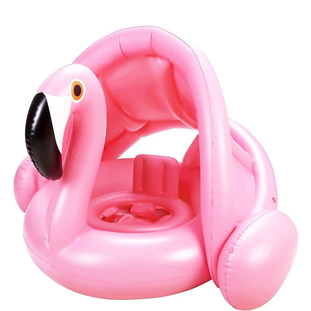 GelldG Schwimmring Flamingo Baby Schwimmring mit Sonnenschutz, Baby Schwimmhilfe