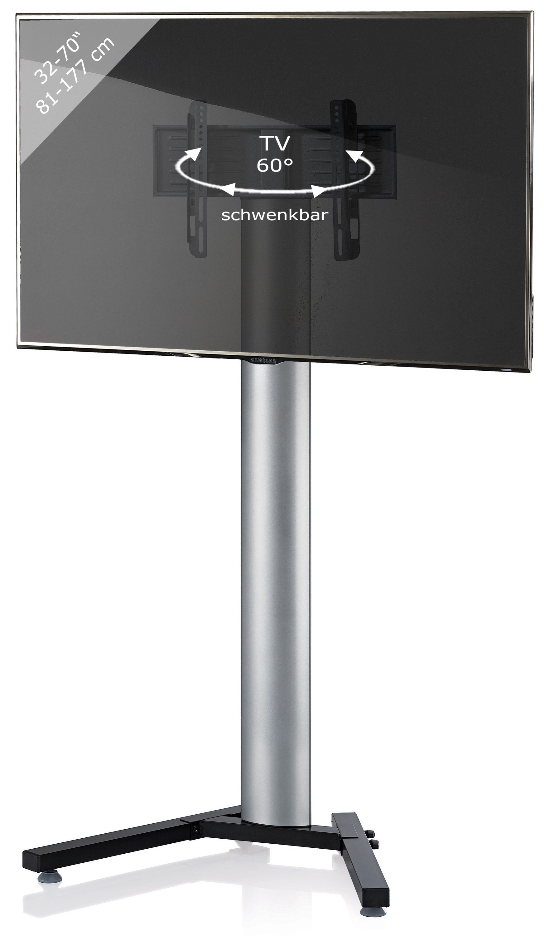 VCM TV-Ständer Stadino 174x90x72cm, (bis 70 Zoll, 1, Fernseh Ständer aus Alu, Fernsehstand Maxi, TV-Rollwagen)