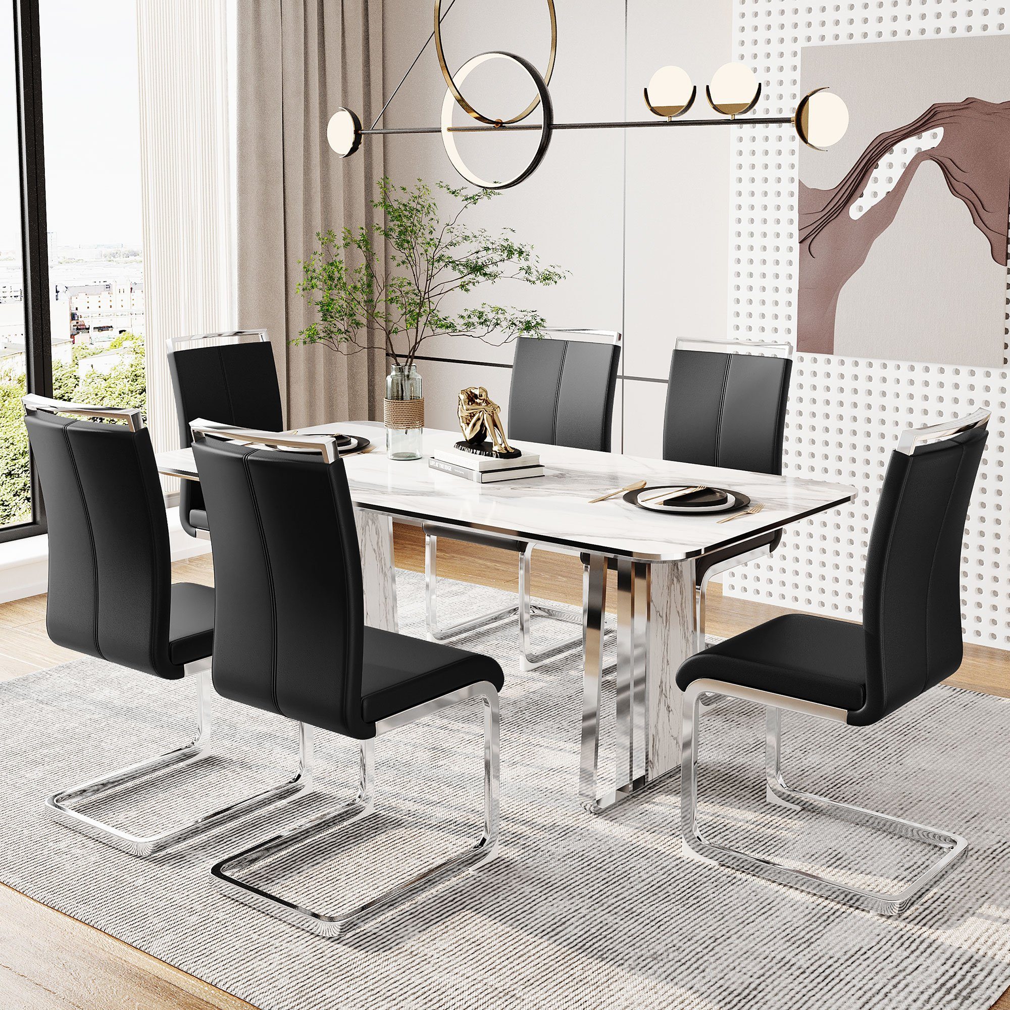 Merax Freischwinger (4 St), Schwingstuhl Esszimmerstuhl,4er günstig online kaufen